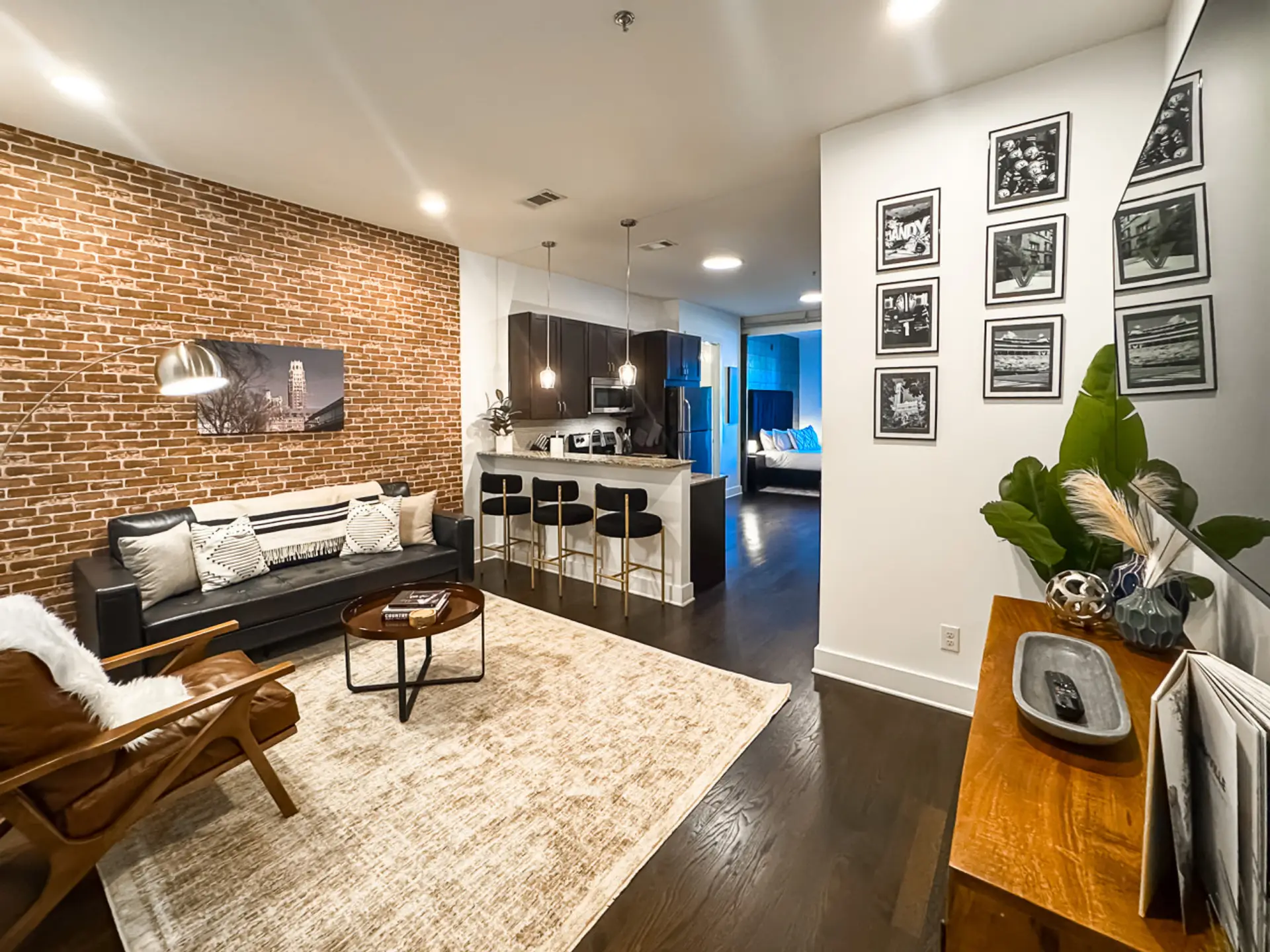 Open concept living and dining spaces