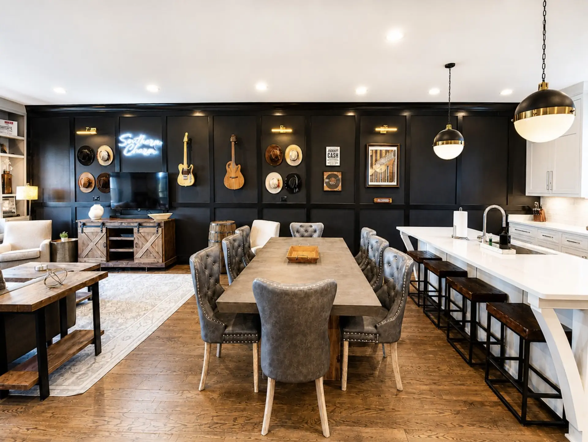 Open concept living/dining/kitchen spaces