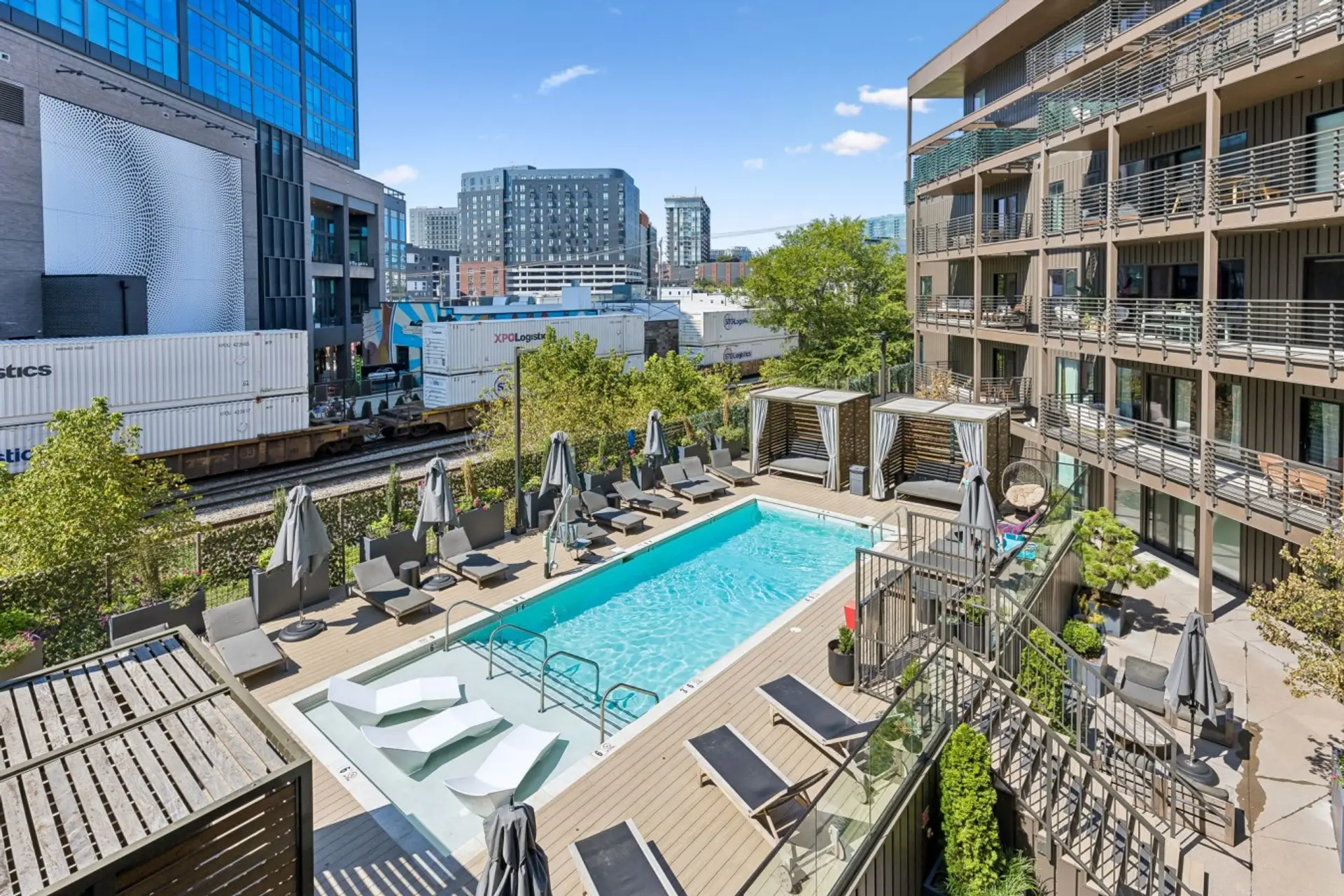 View of the pool from your private balcony