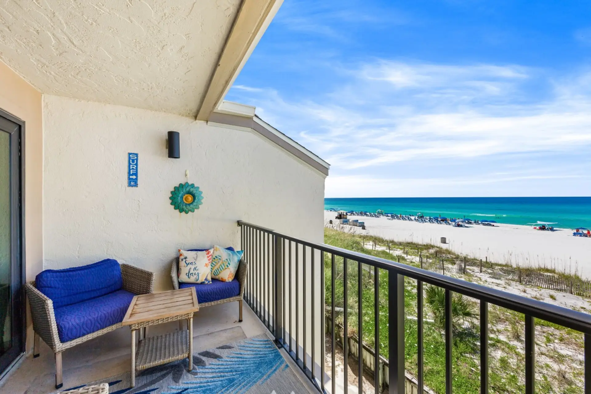 Private, Furnished Balcony with Ample Seating to Enjoy the Panoramic Gulf Views