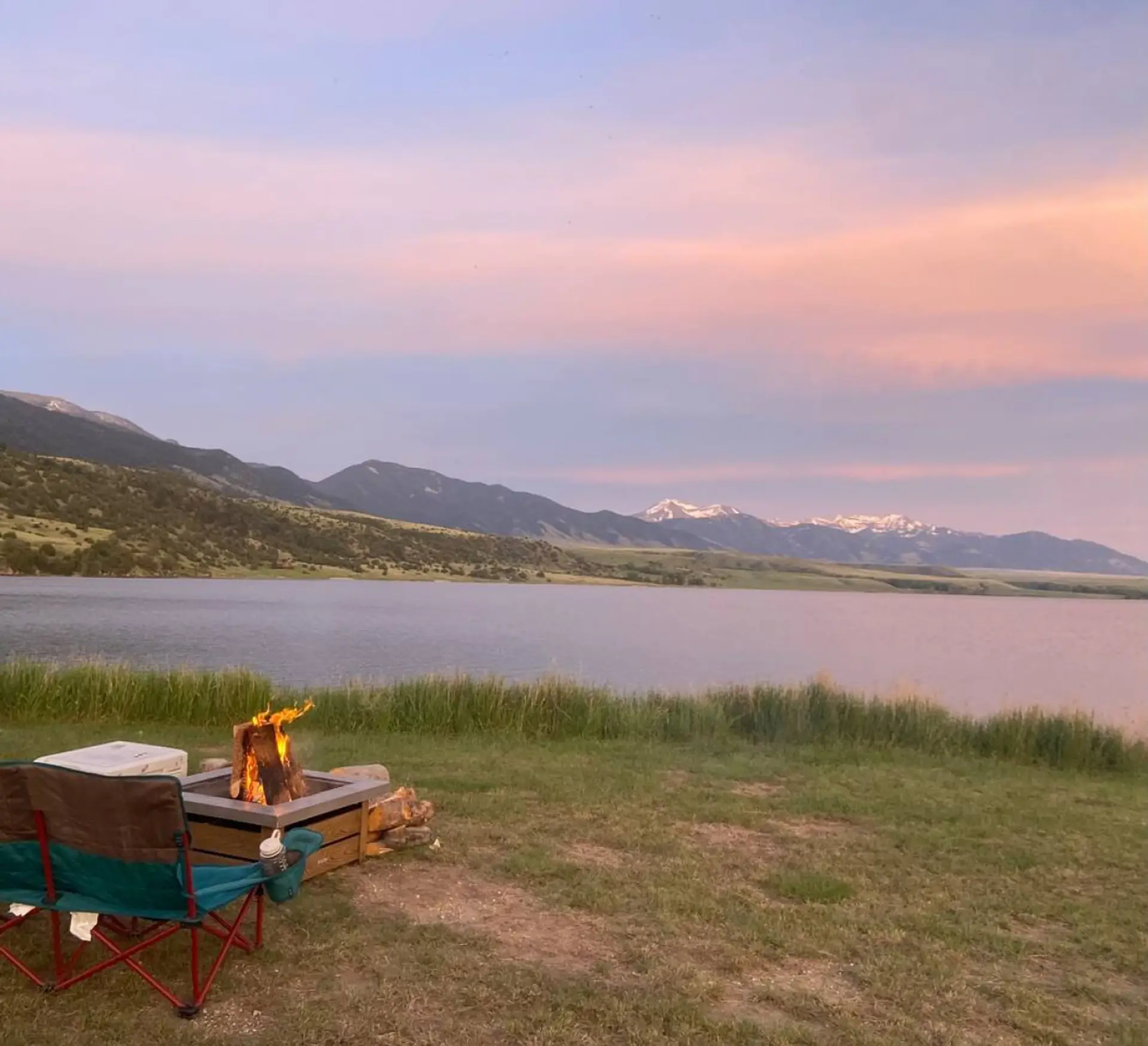 Beautiful lakeside beach and fire pit