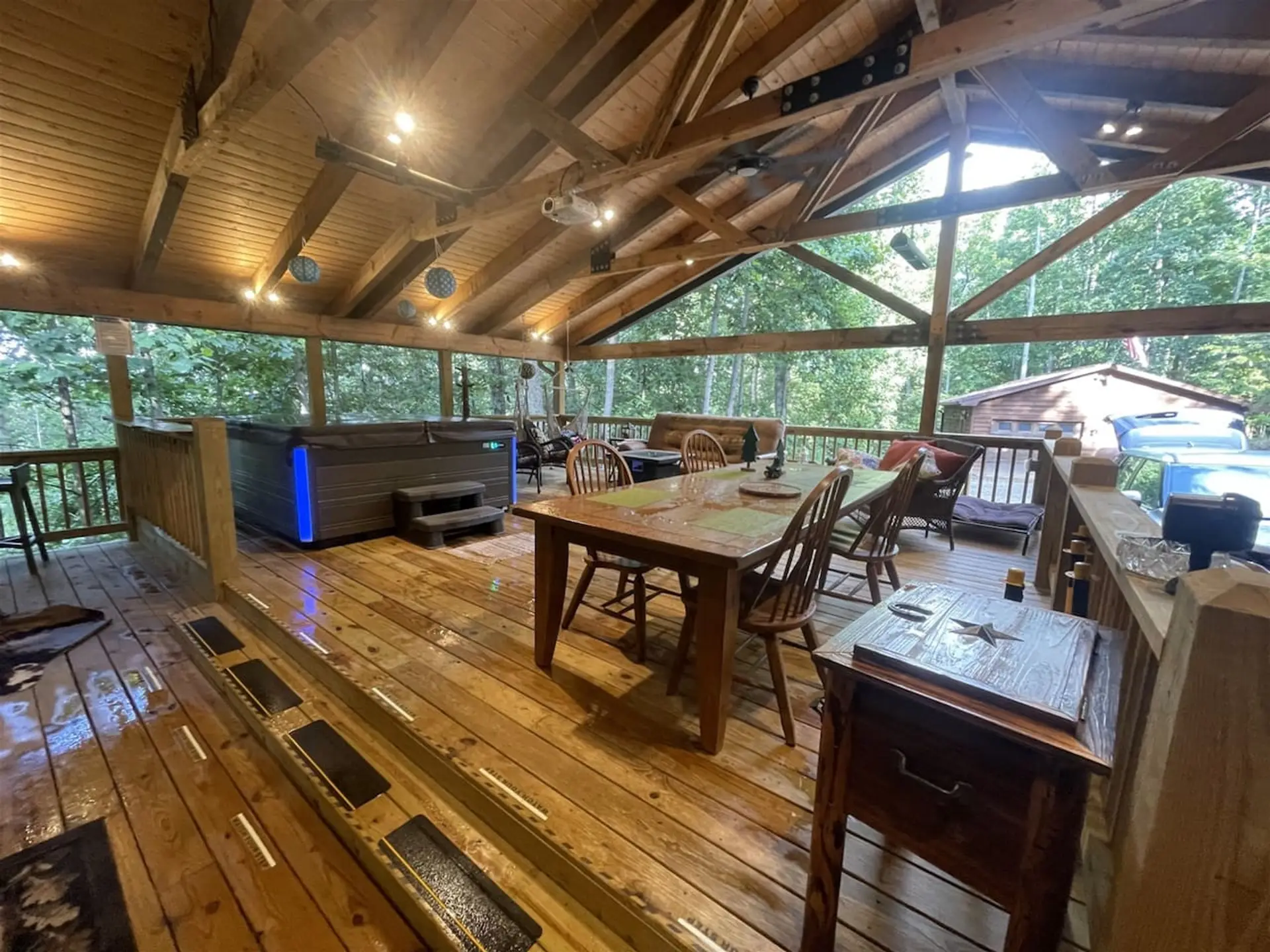 Pet Friendly,Blairsville GA Cabin Rental with Outdoor Living Area with Hot Tub