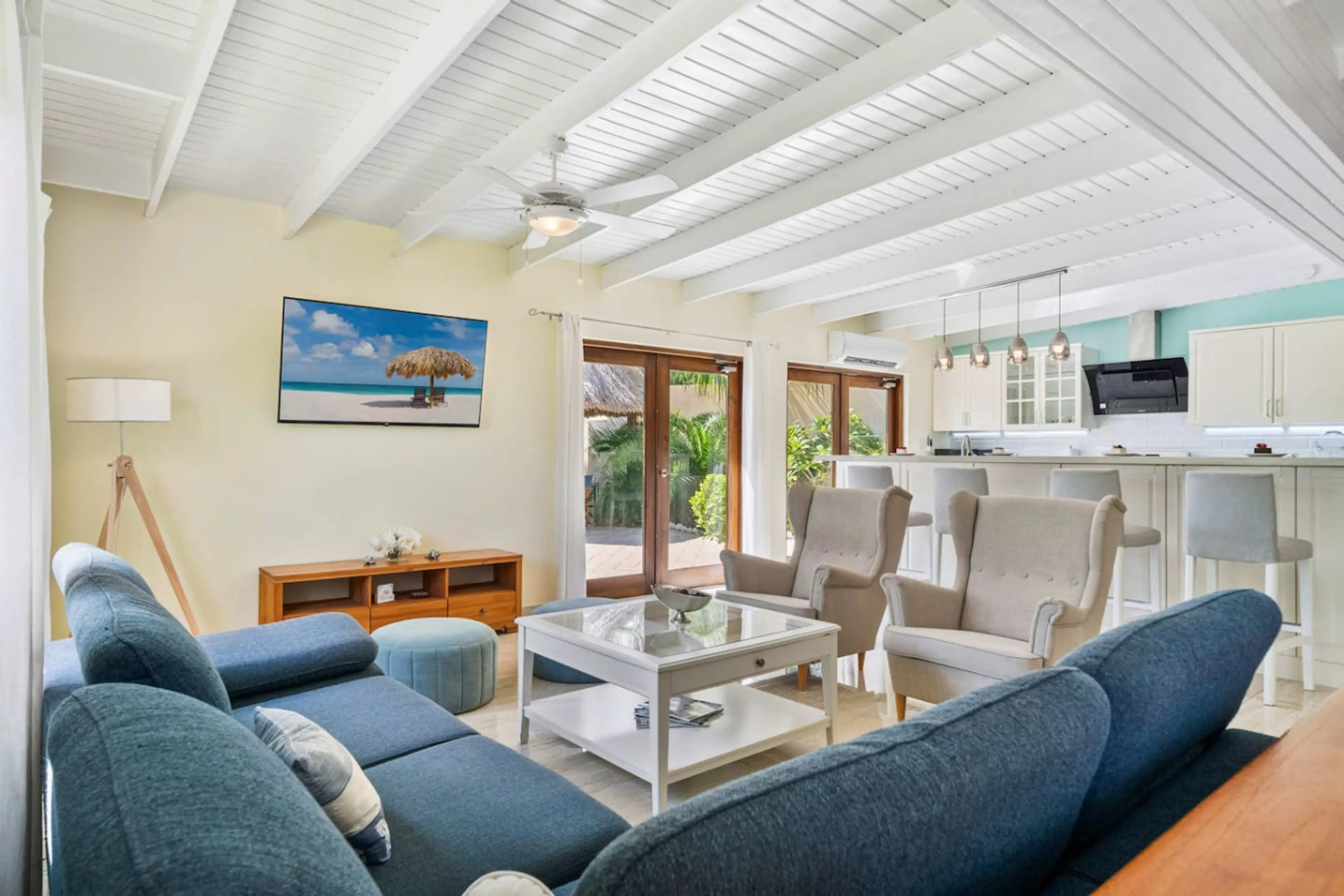 Open living area with kitchen