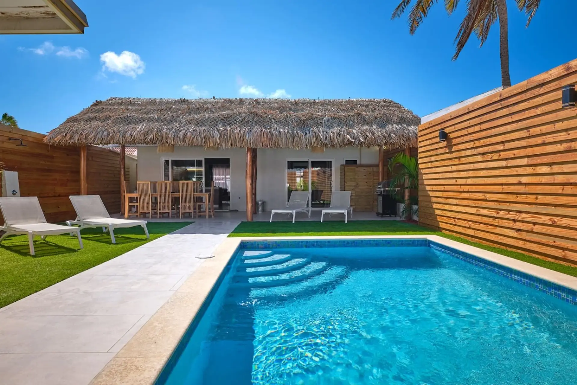 Slip into poolside mode in your own private oasis, where a sparkling pool and chic palapa create the perfect setting for sunny afternoons and unforgettable island moments.