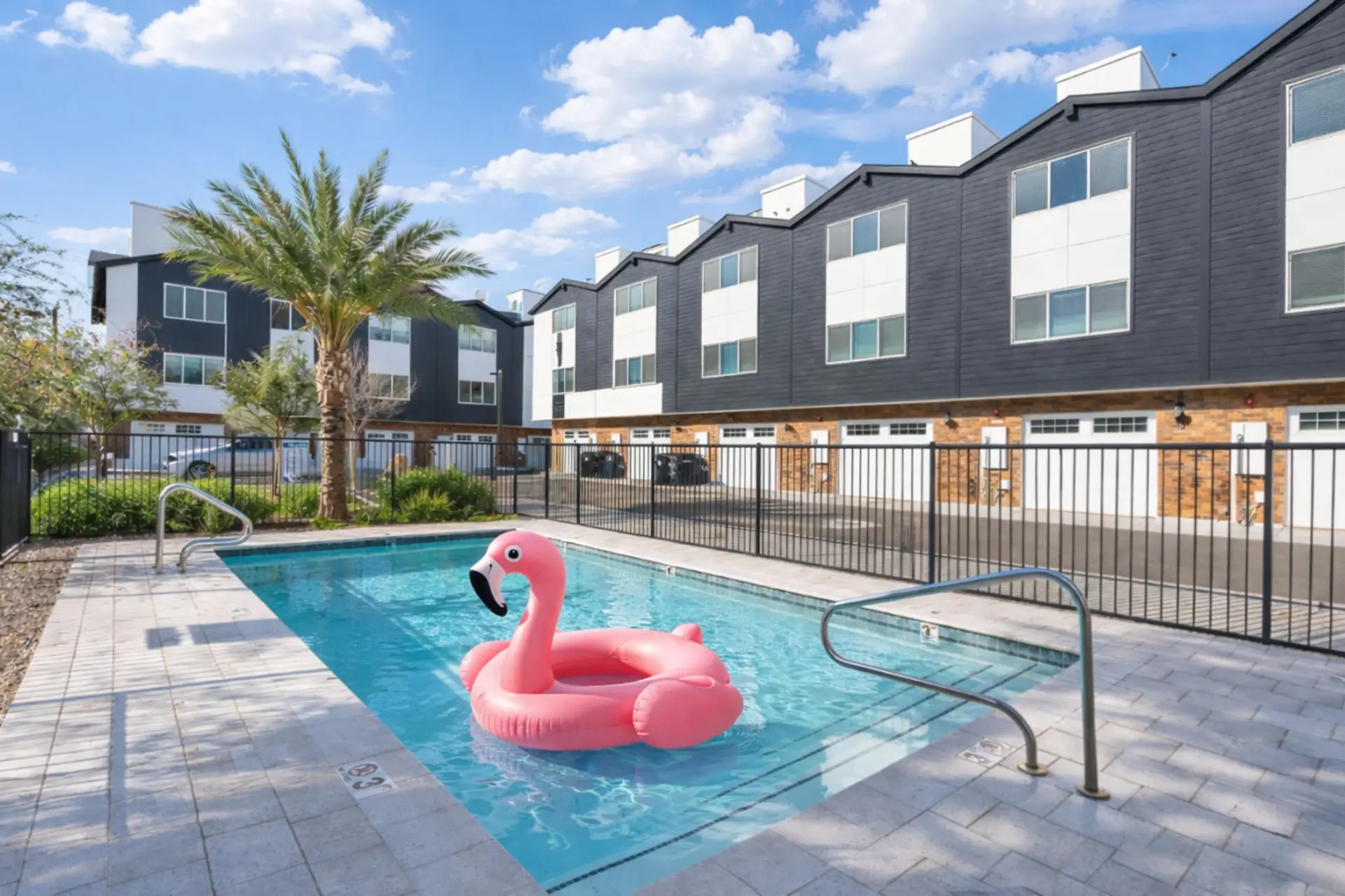 Cool off and relax at the community swimming pool.