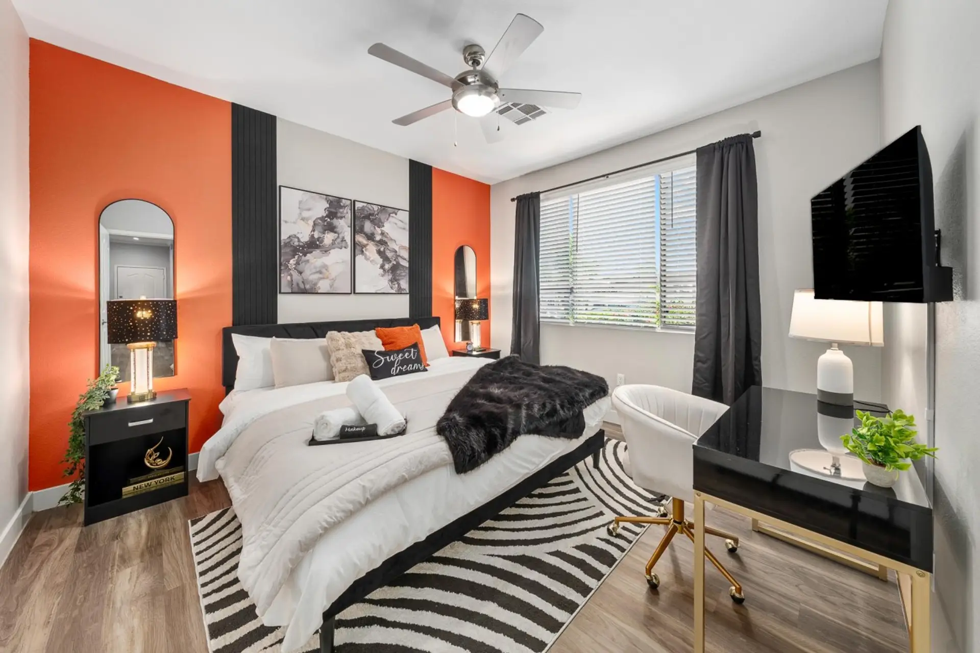 Spacious primary suite with a king bed and private ensuite bathroom.