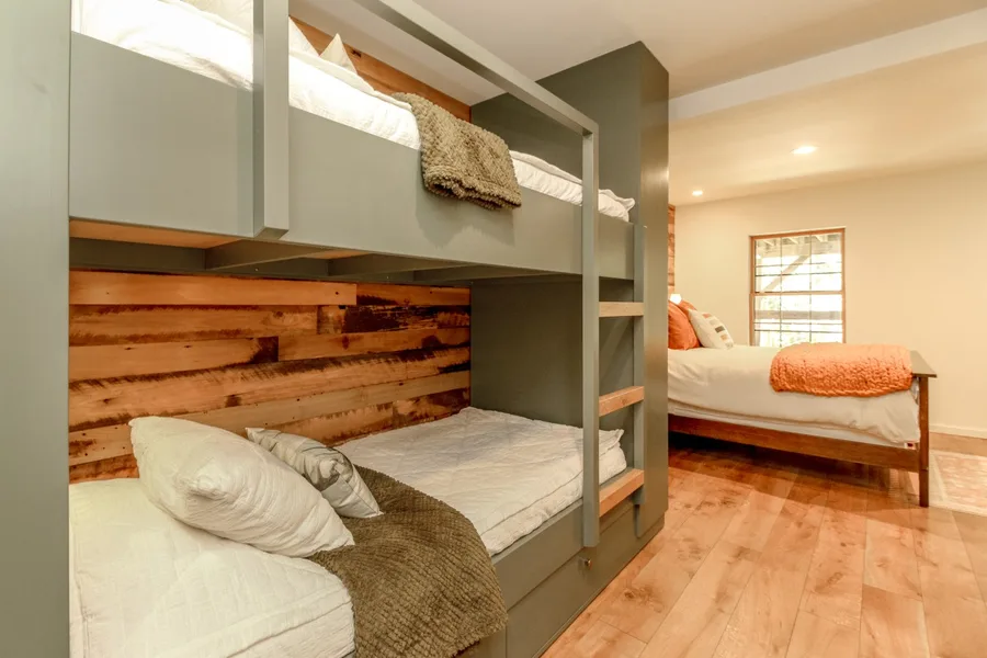Built-in extra-long twin bunks with reading lights