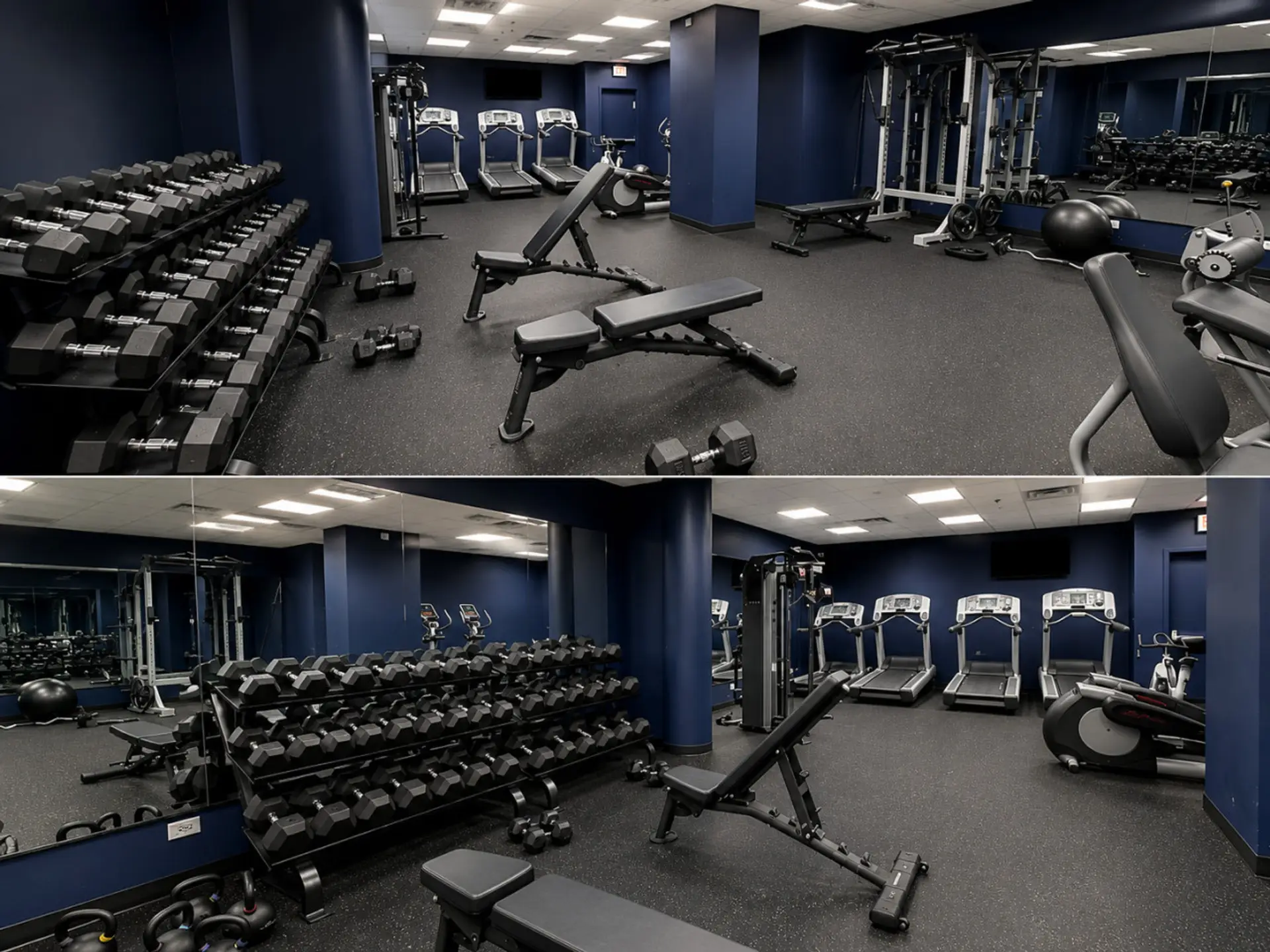 Gym conveniently located on the first floor to the left of the elevators.