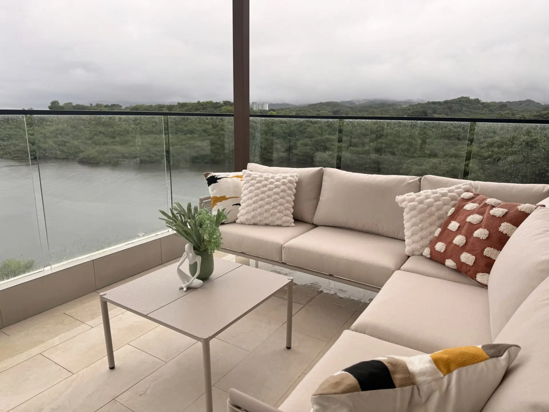 Private balcony with Caribbean Sea and marina views
