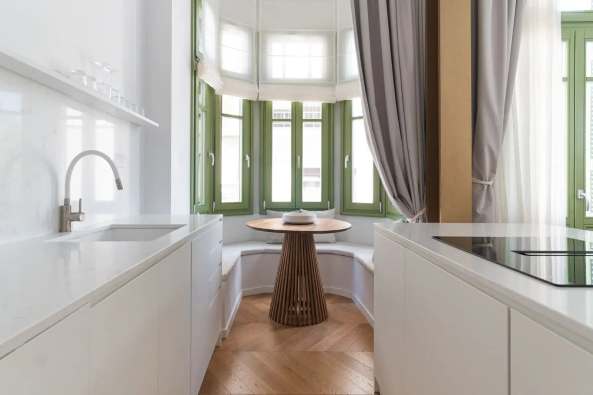 Kitchen and seating area