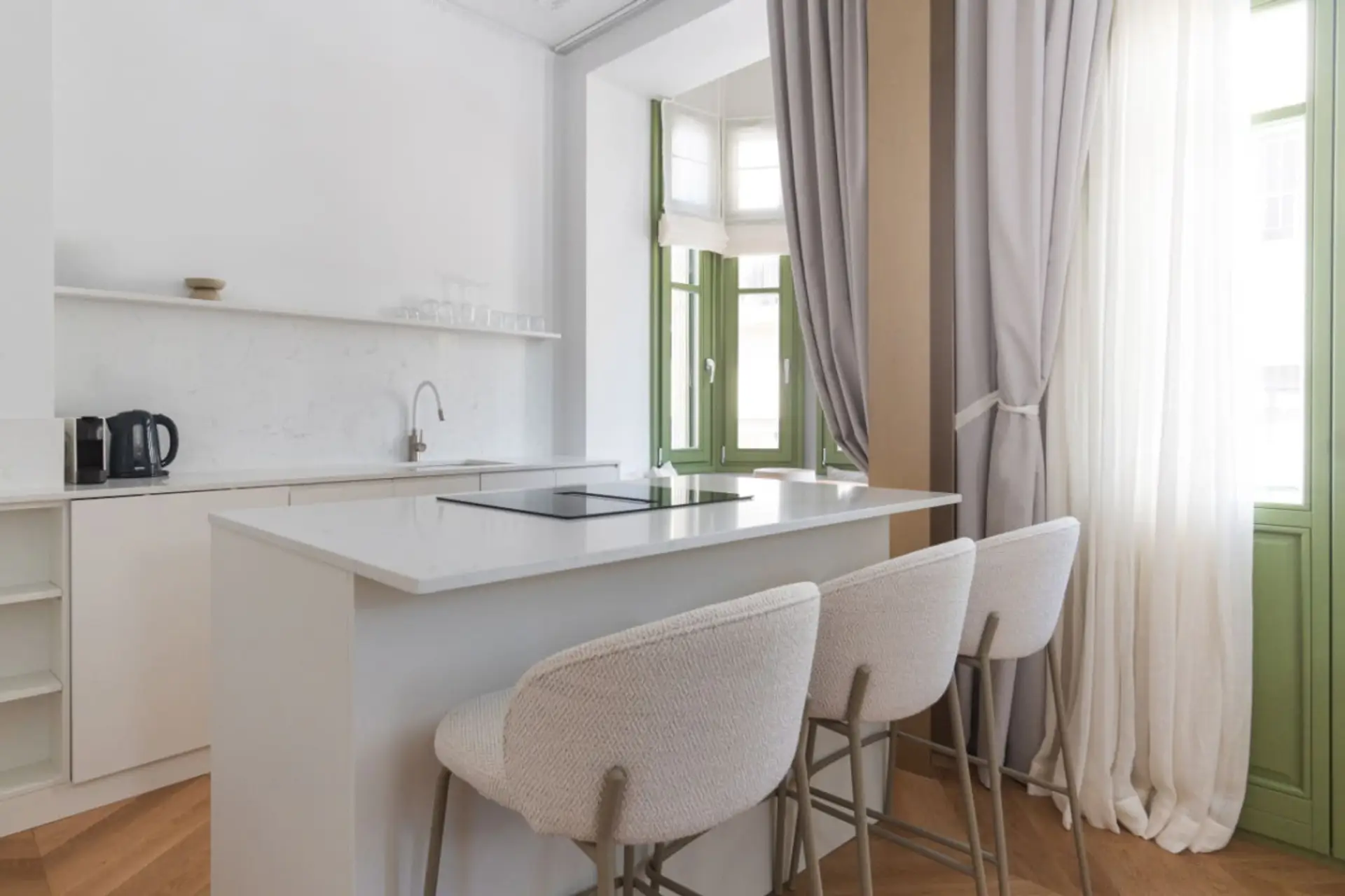 Kitchen and seating area