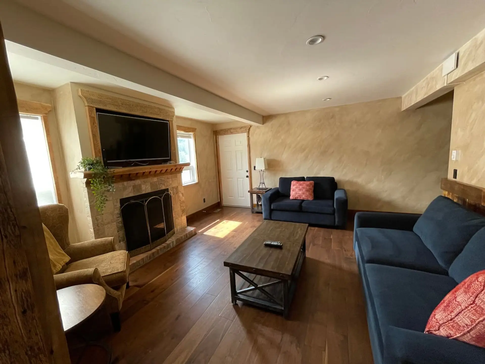 Living room with fireplace