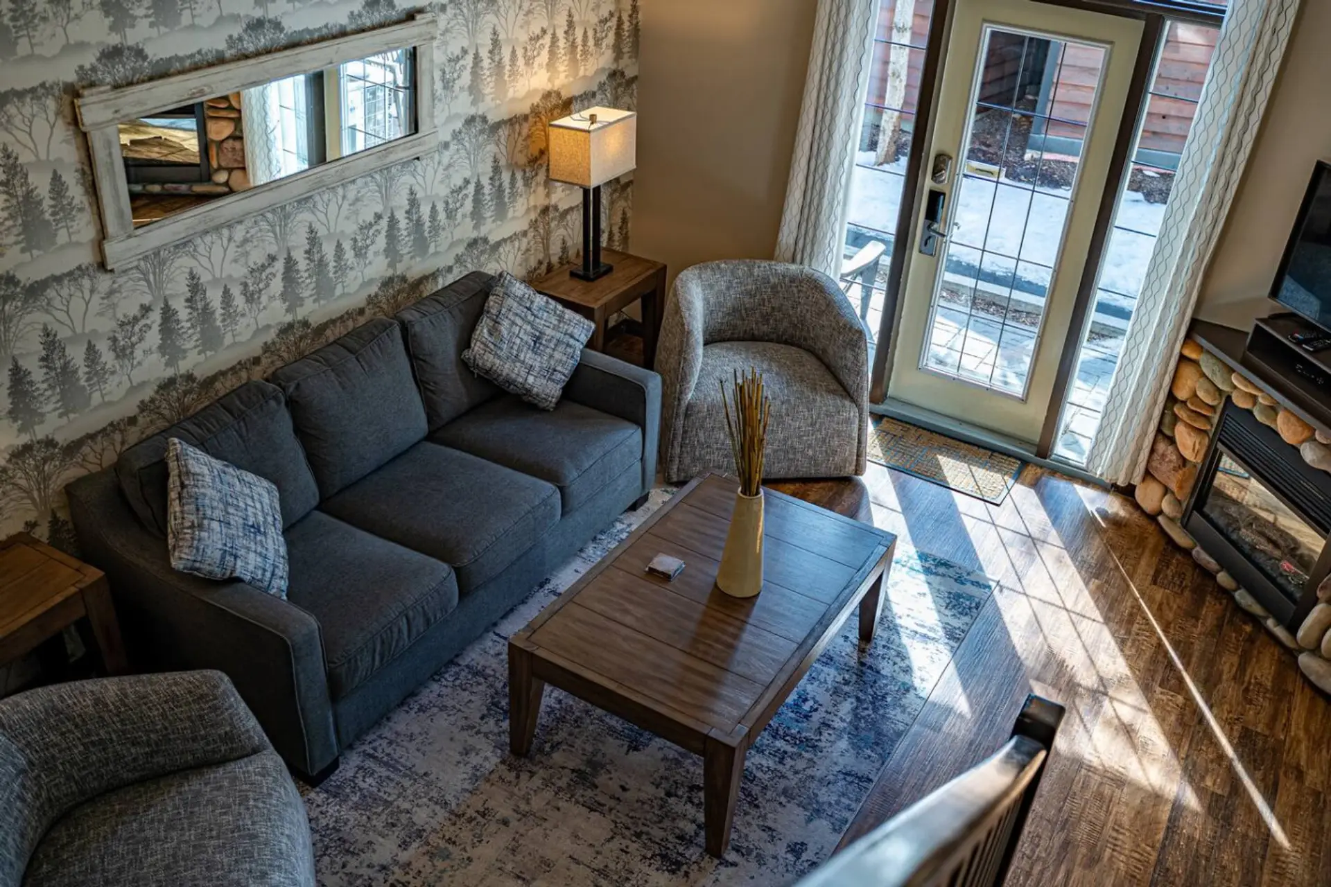 Living room with fireplace