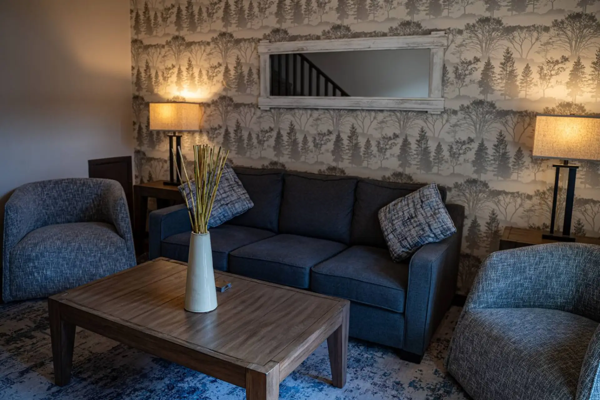 Living room with fireplace