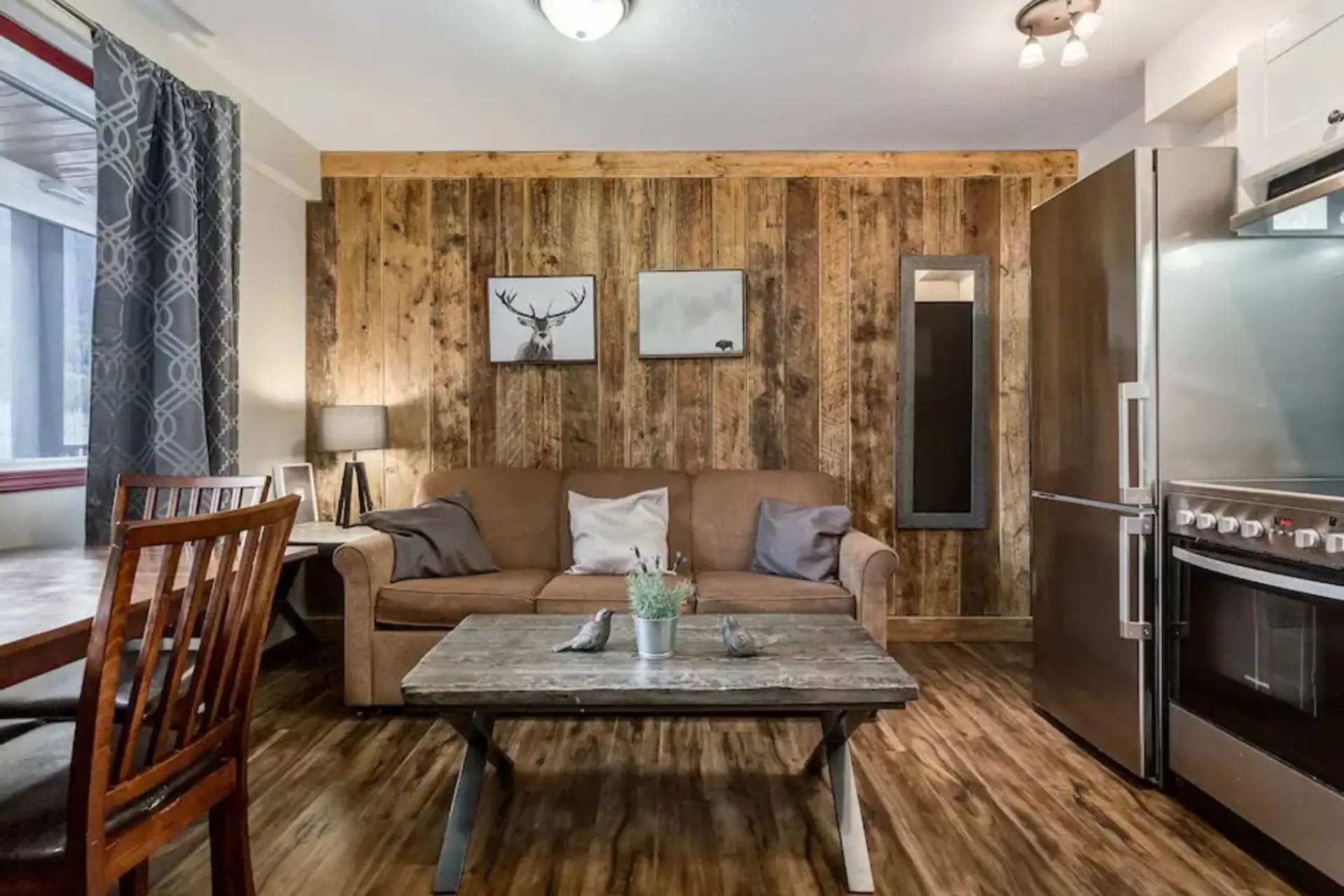 Open concept living/dining room. No sofa bed.