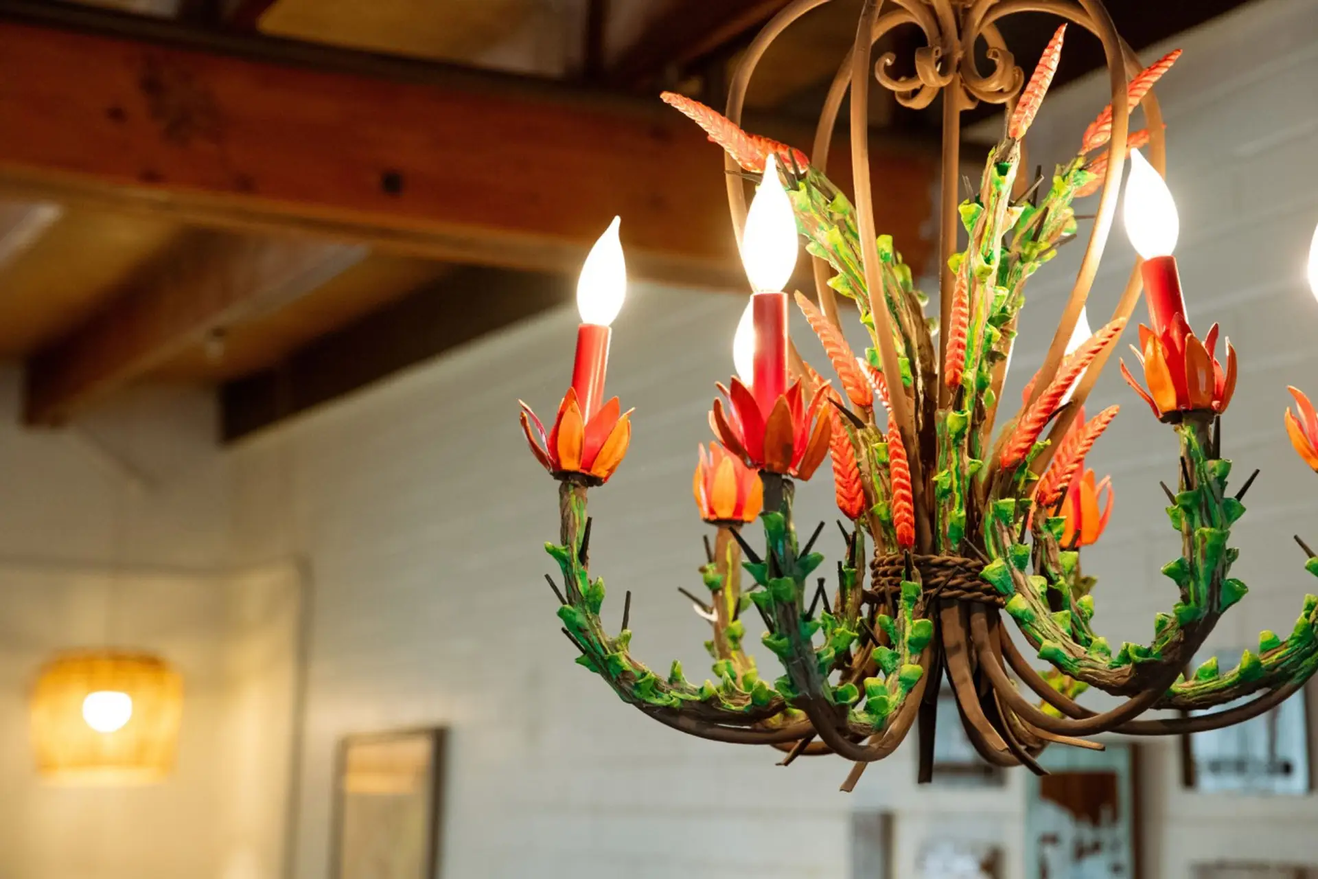 Handmade Ocotillo chandelier in the dining area