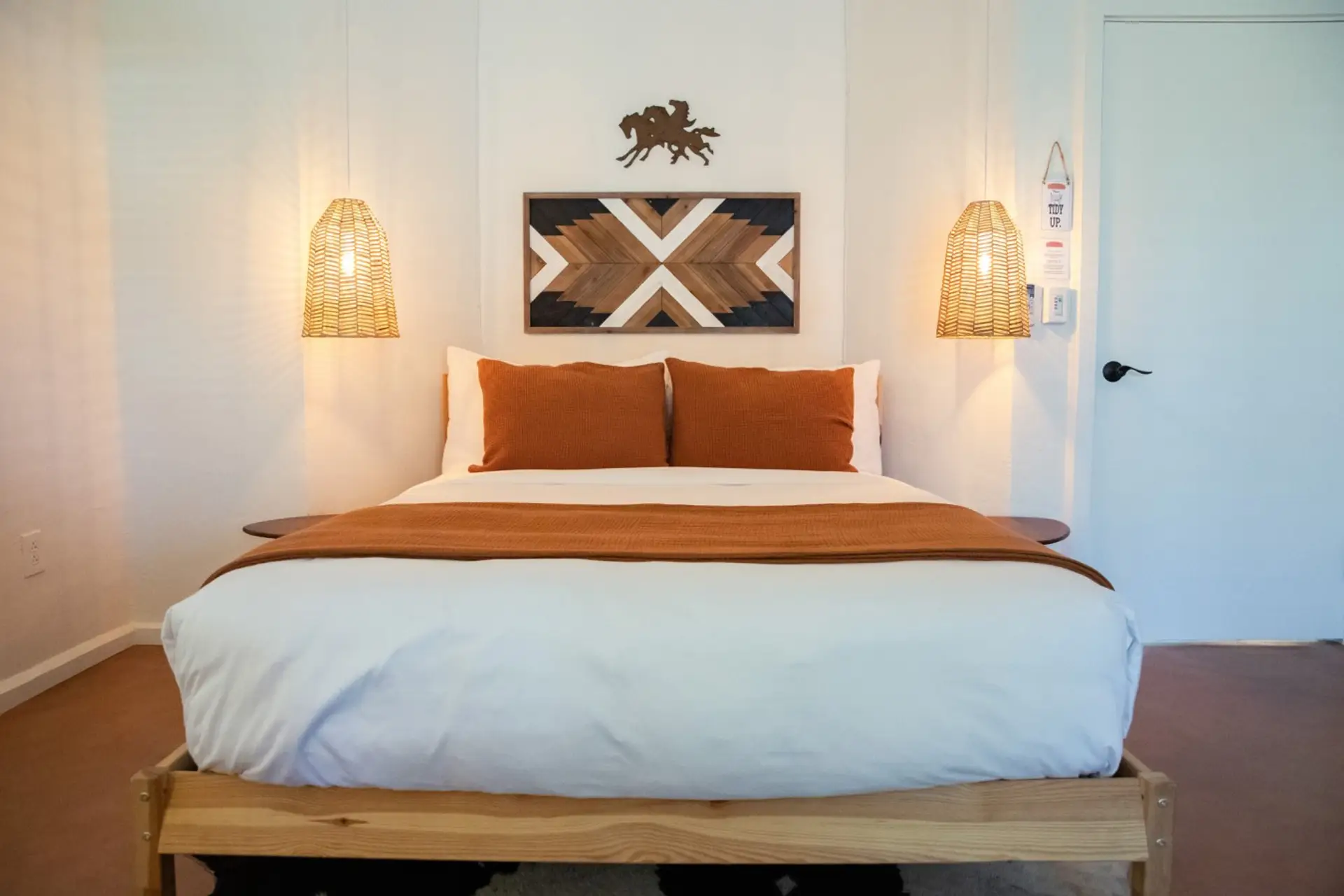Queen bed in the Tejas Room