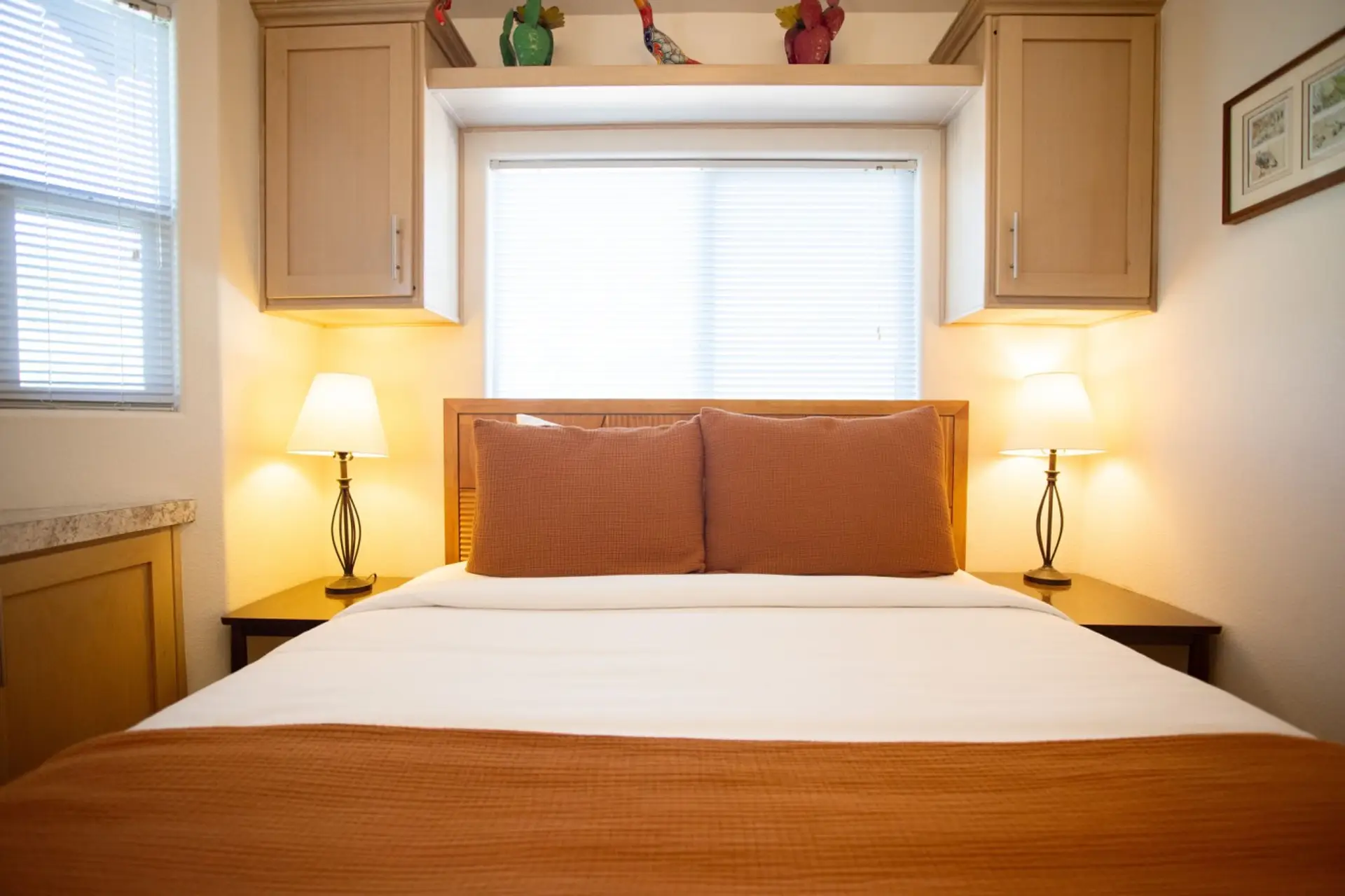Queen bed in the Tiny Casita bedroom
