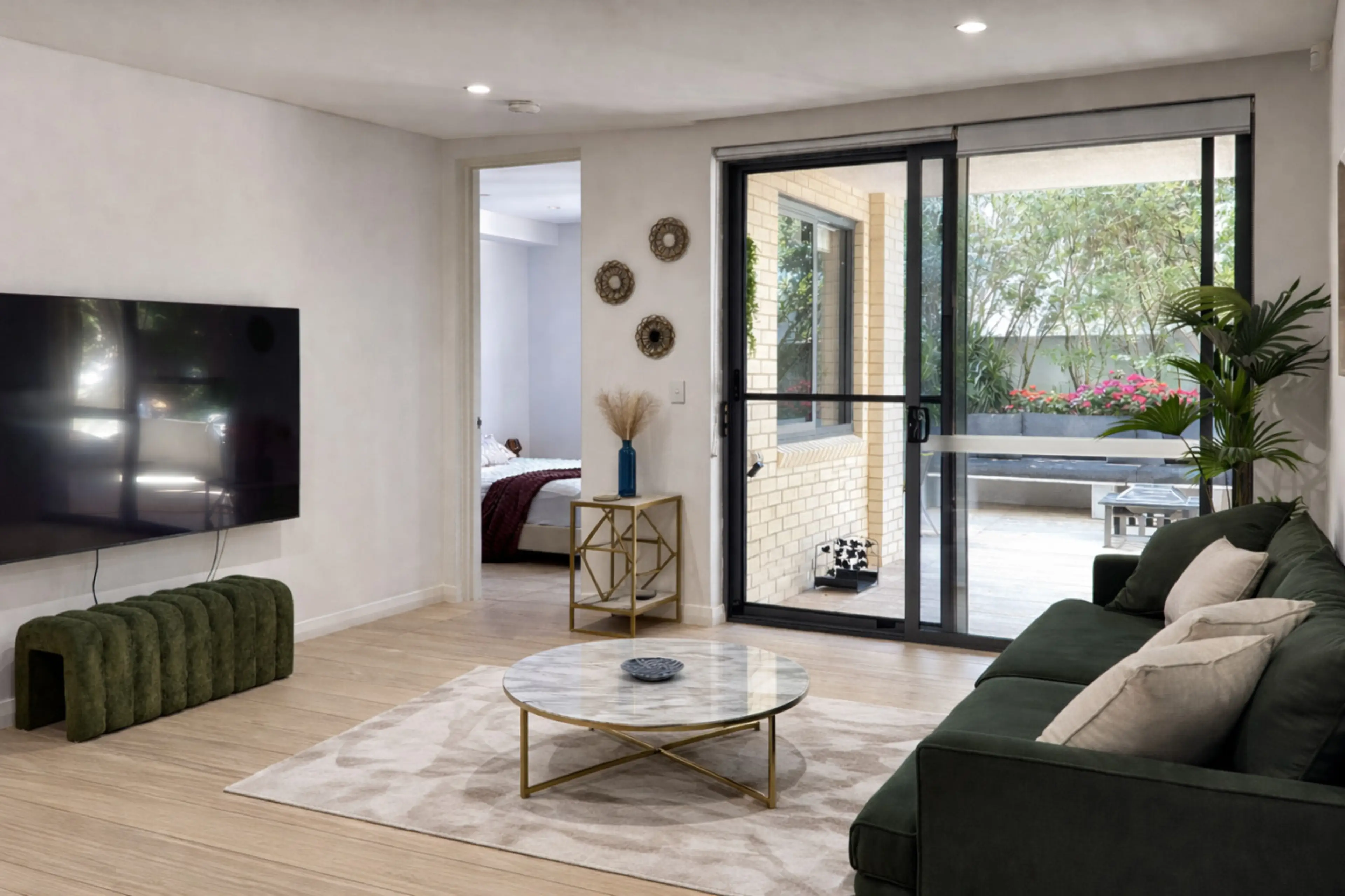 Living room with Garden access