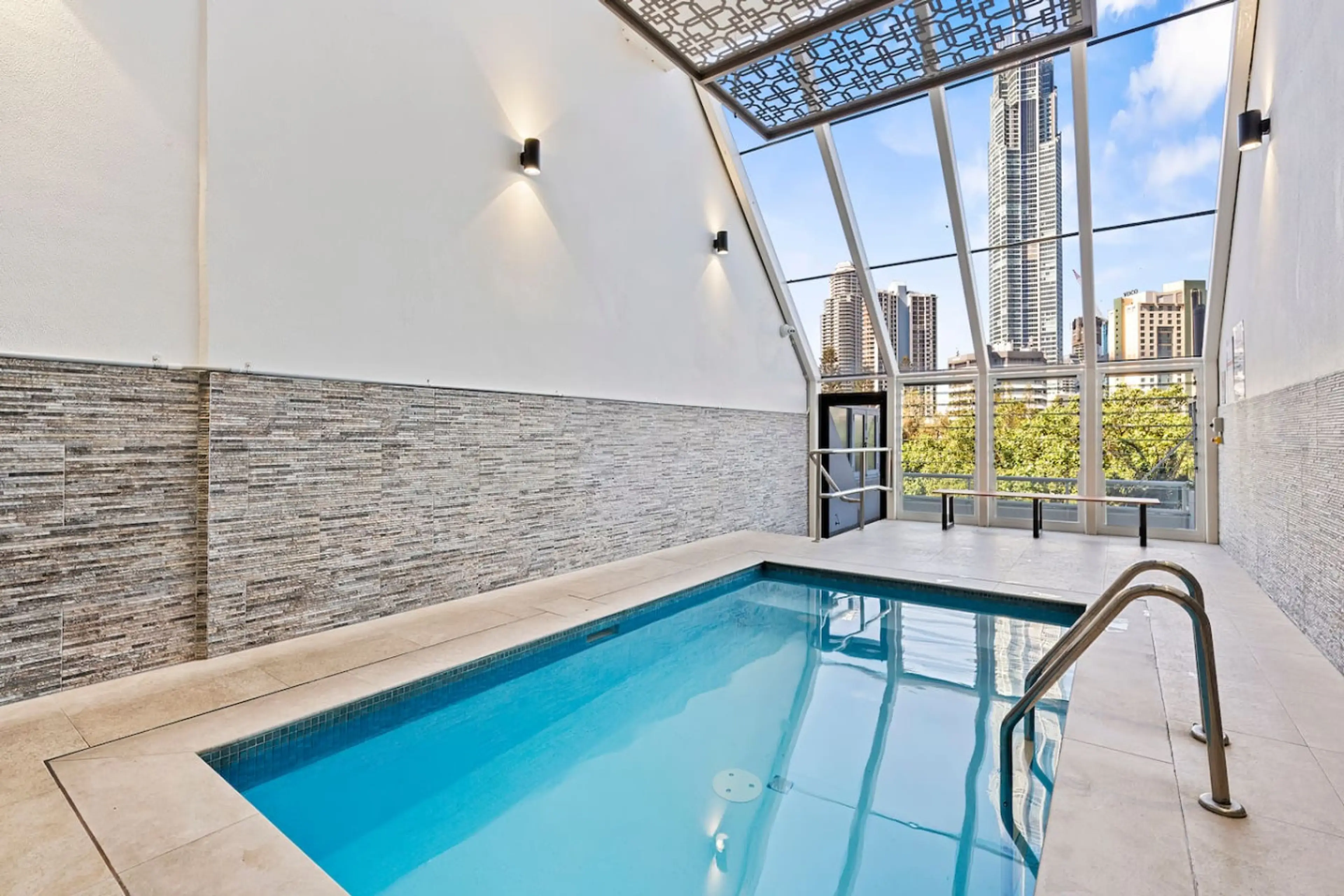 Warm pool and Sauna located on level 4 of the building