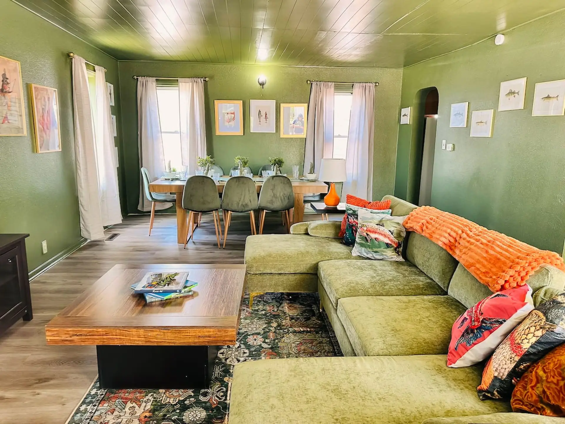 Bright open living and dining space