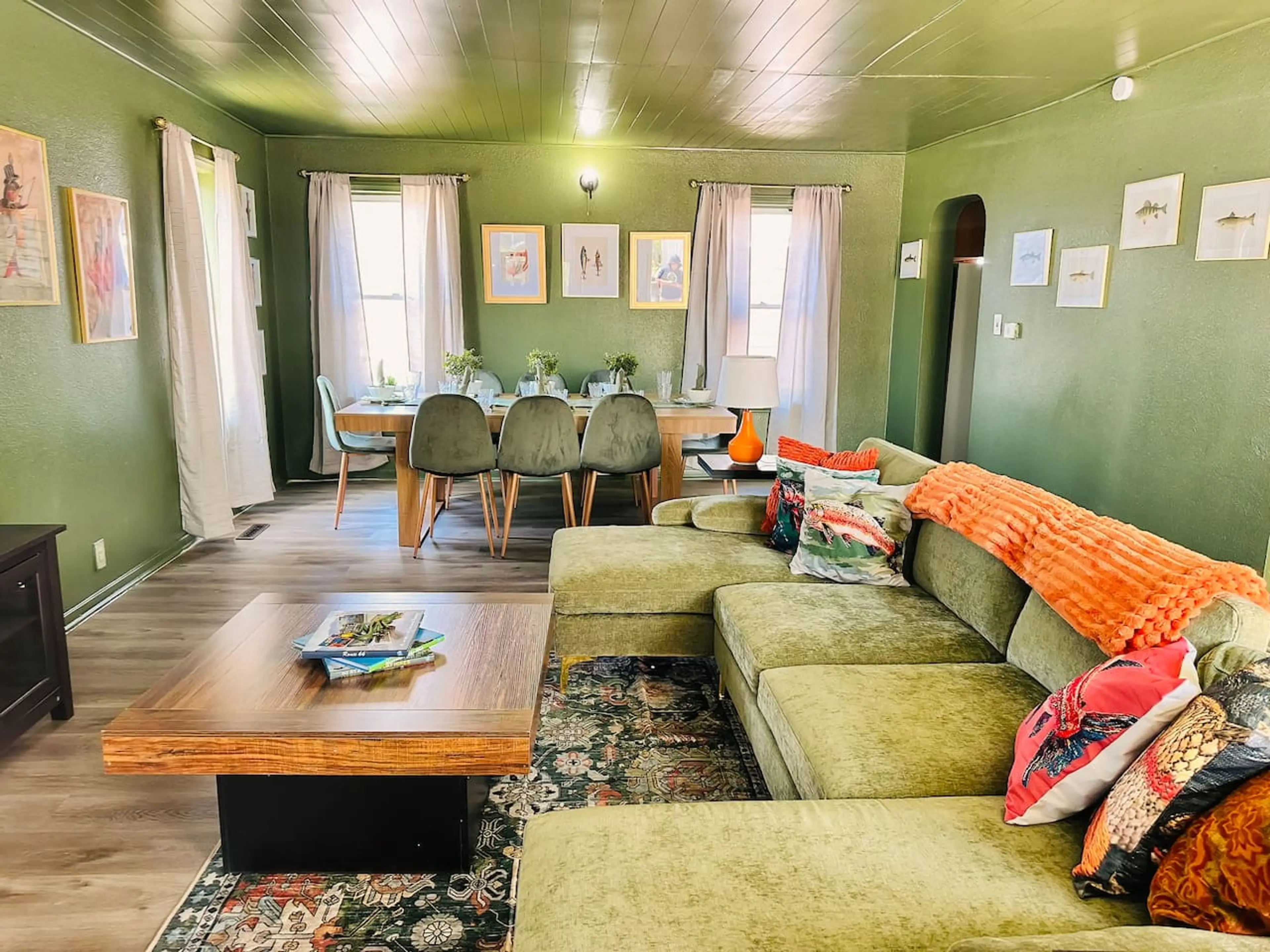 Bright open living and dining space