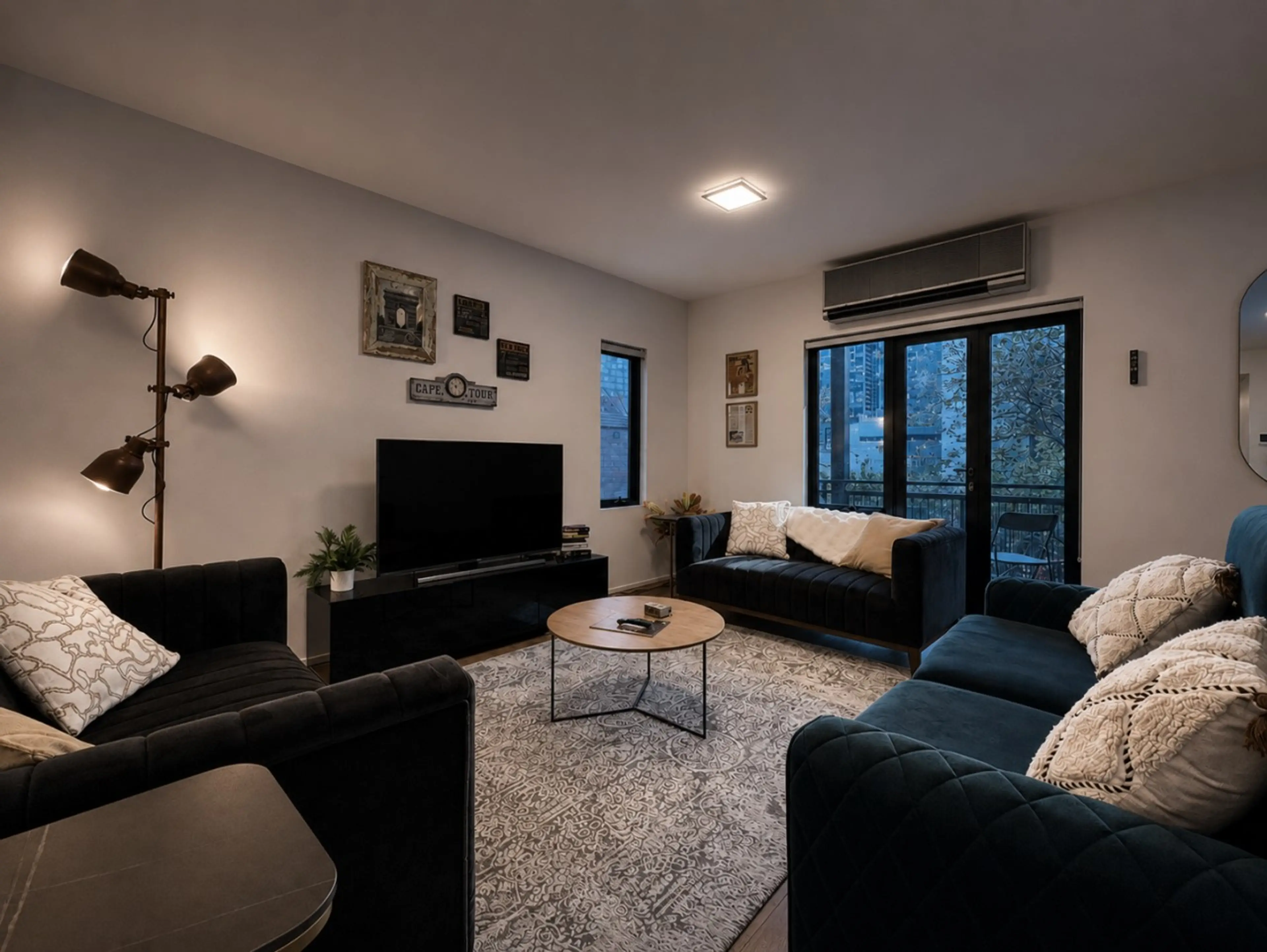 The living room has a smart HD TV, decorous reading material, and plush sofas, including a fold-out sofa bed (advance notice is required if you would like to have the sofa bed made up for your stay).