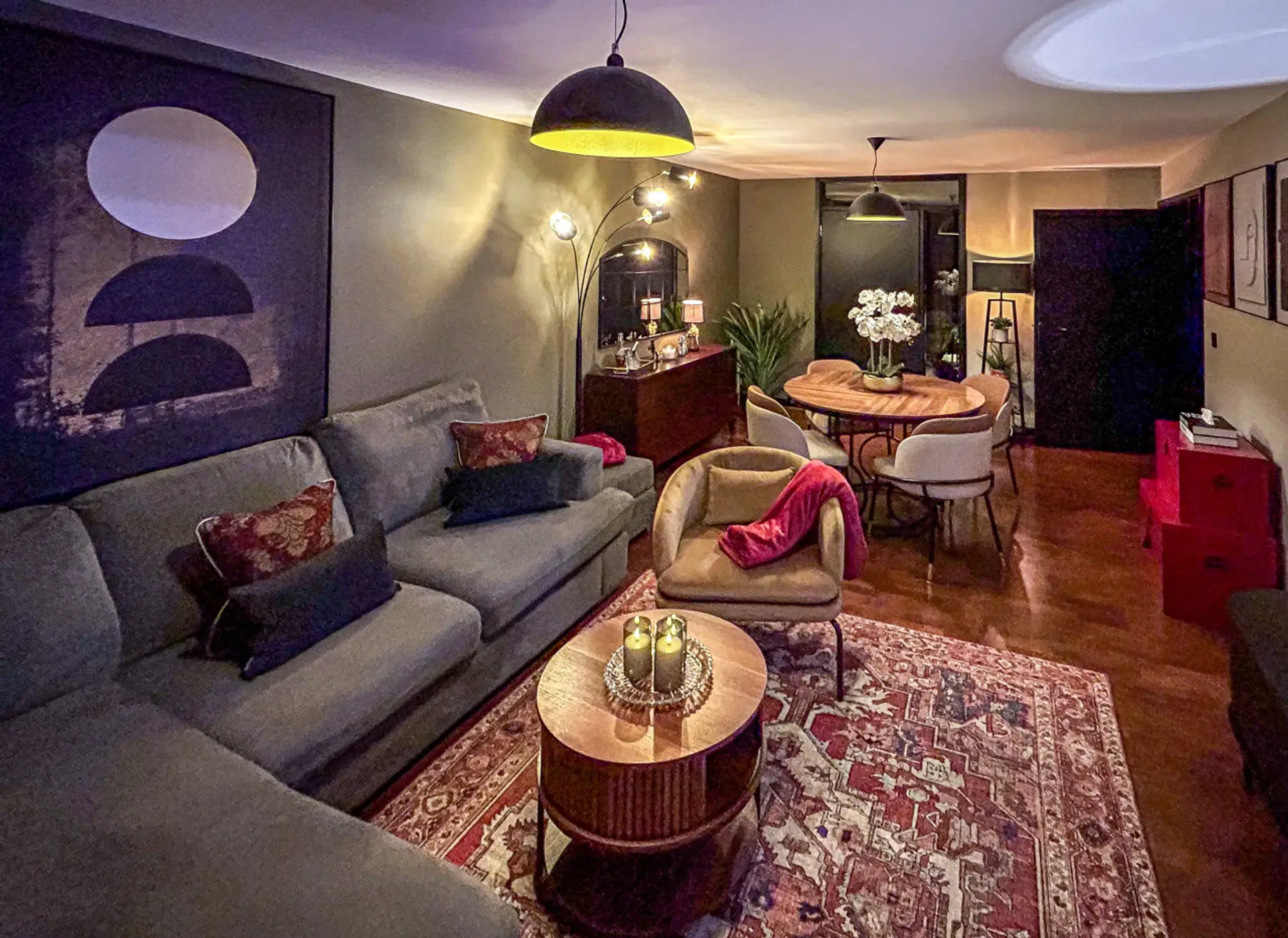 Elegant open living and dining space