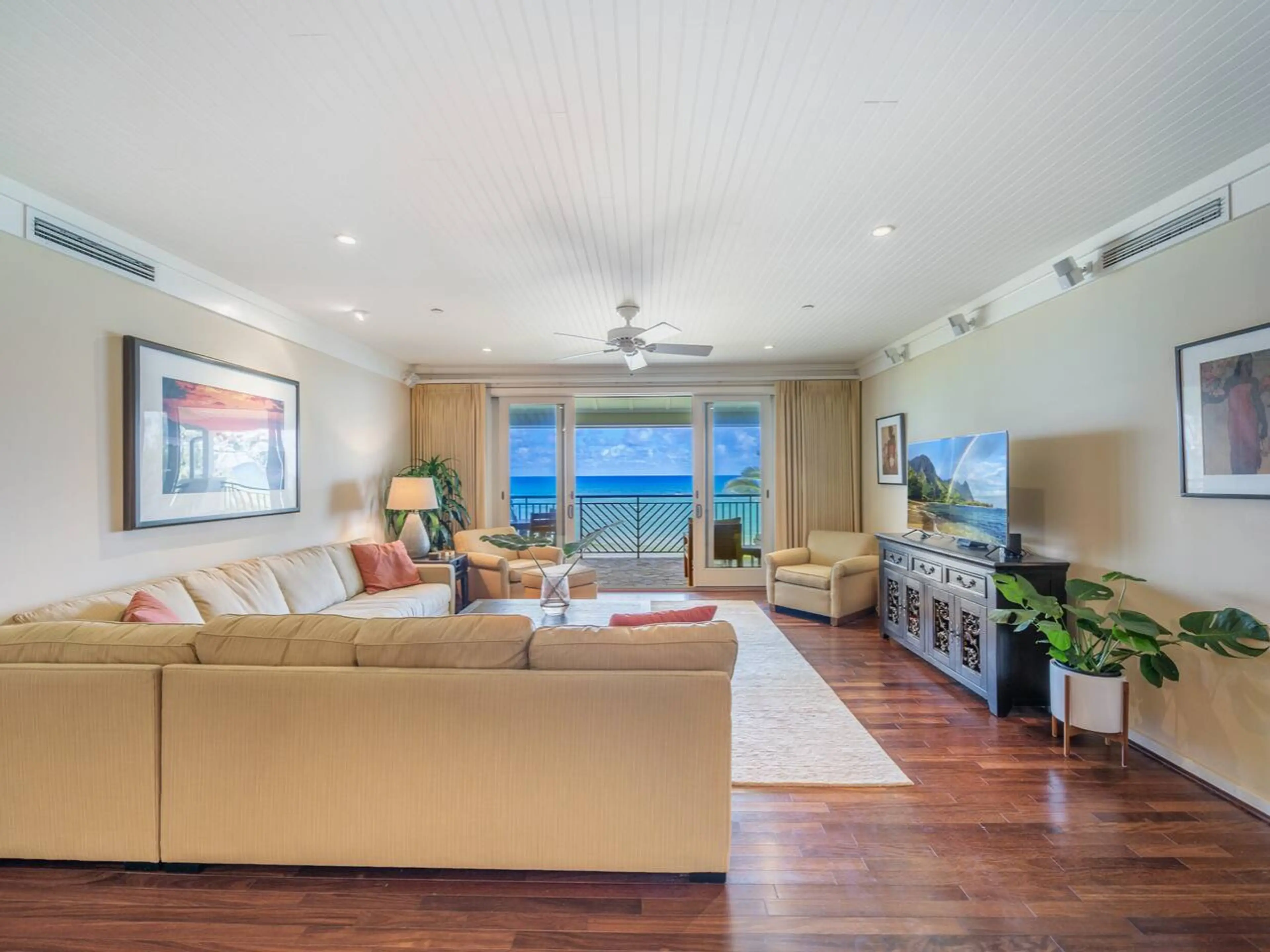 Unwind in style in the spacious living room of Ocean Villa G318.