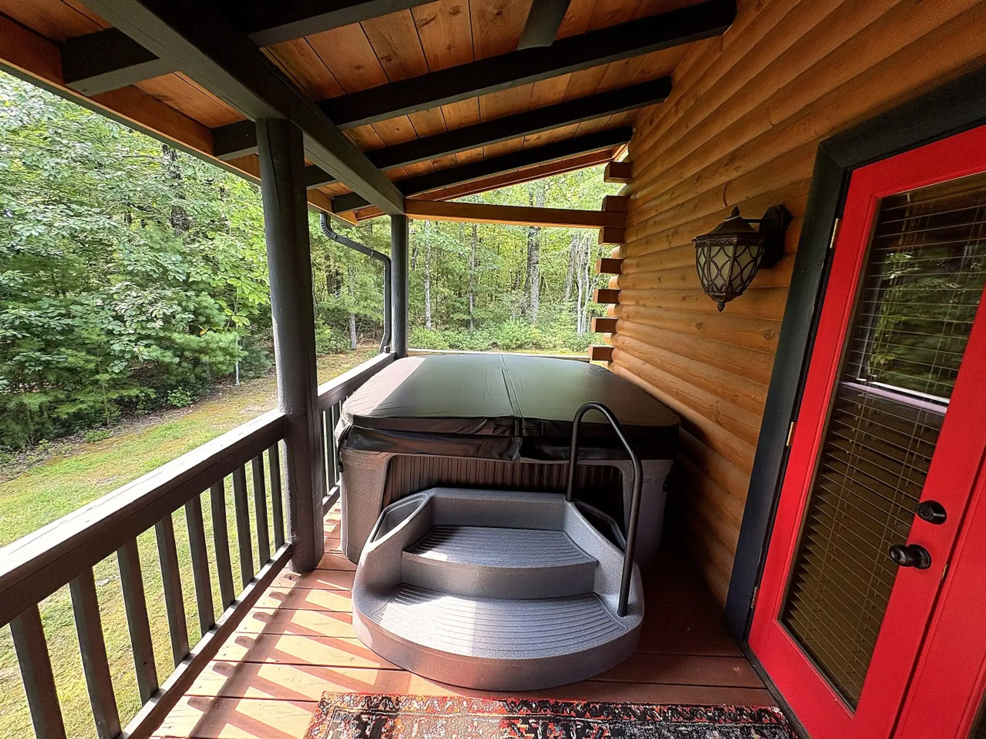 Private hot tub on the covered porch