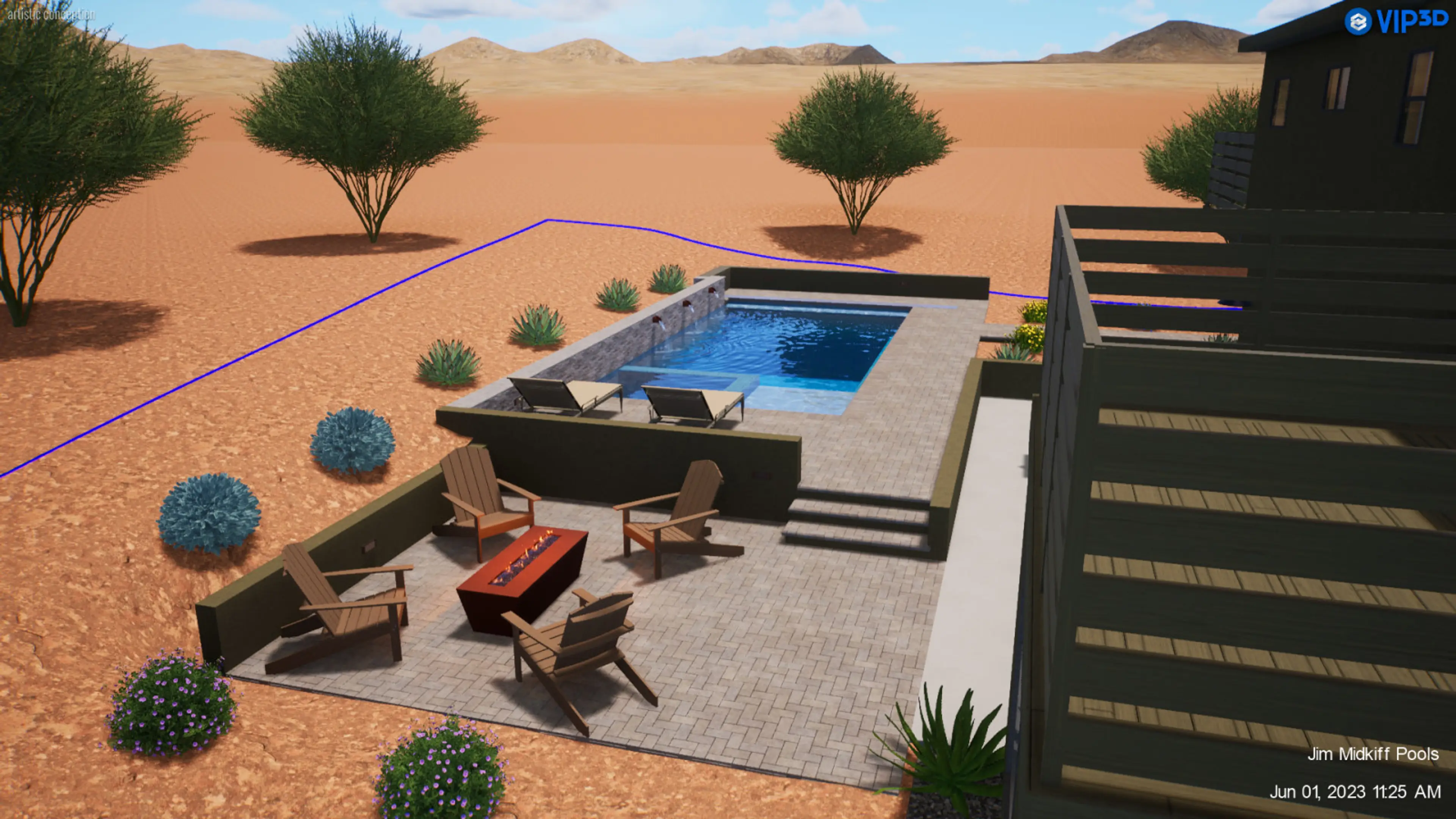 Pool coming soon!  Early August 2025 (rendering photo)
