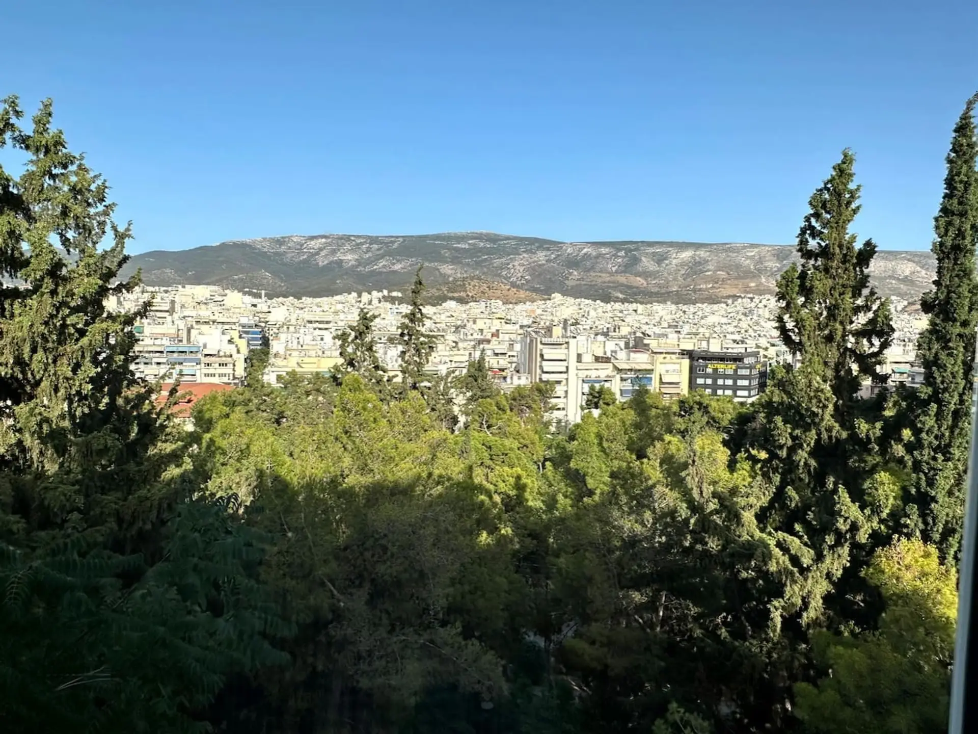 Unobstructed view of Mt. Hymettus and eastern Athens