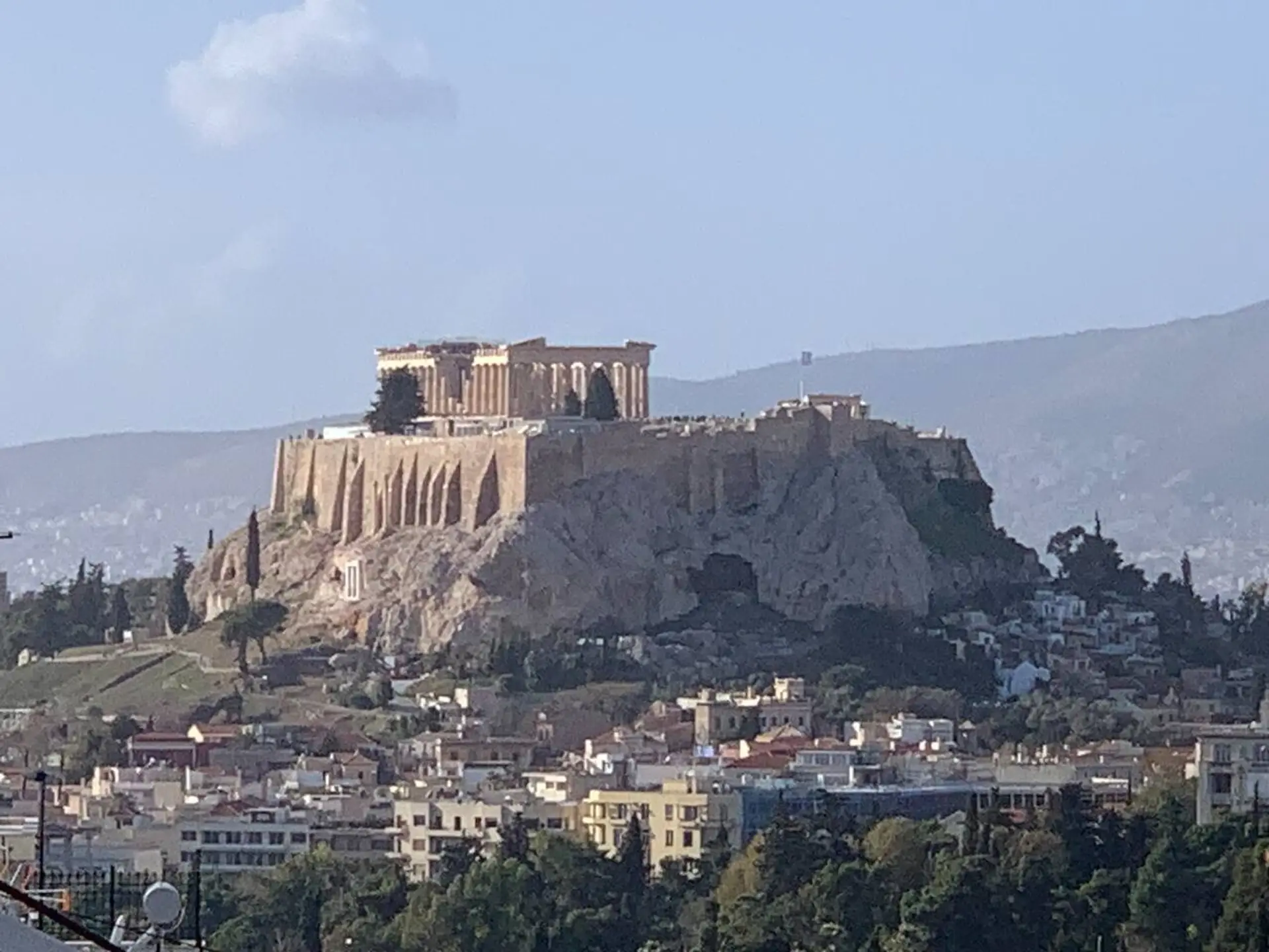 Acropolis Parthenon - view from the terrace (zoomed)