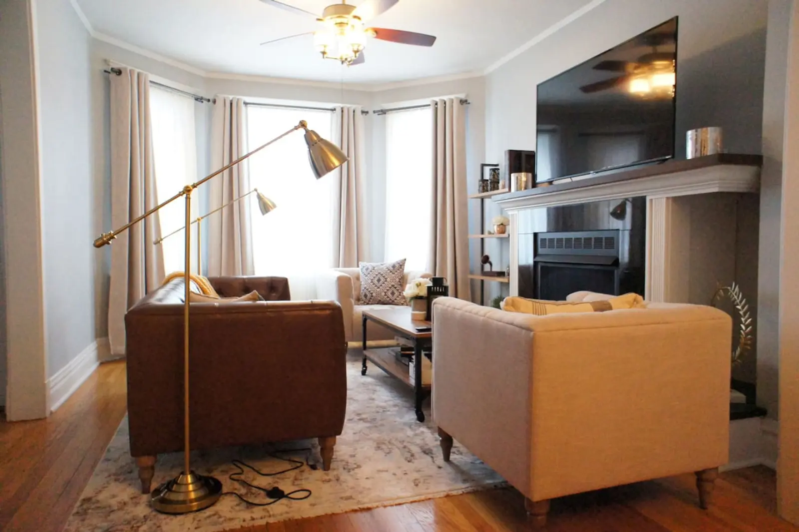 Living room of the Lincoln Square duplex
