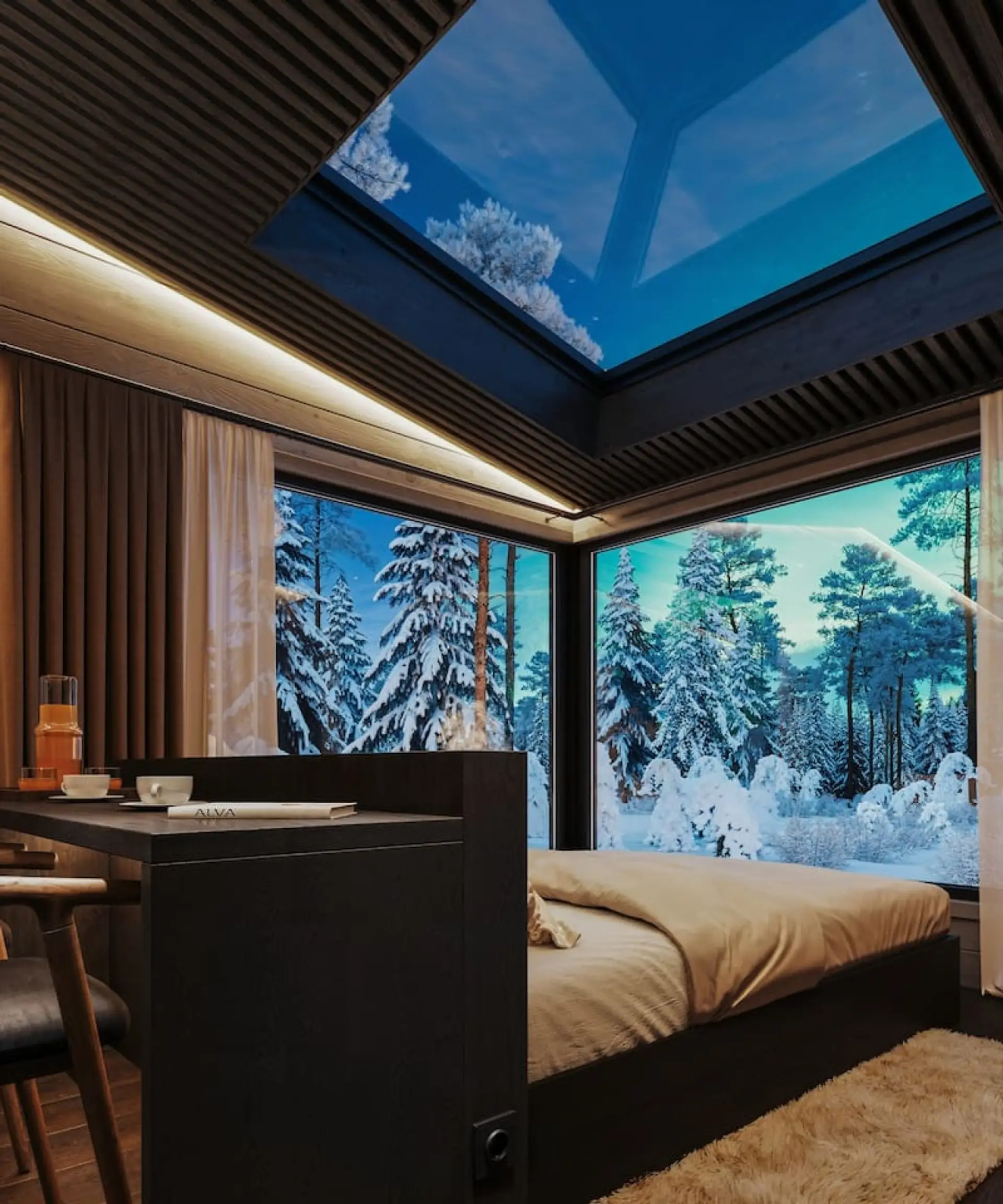 Glass Roof / Glass Igloo / Queen Bed / Dining Table