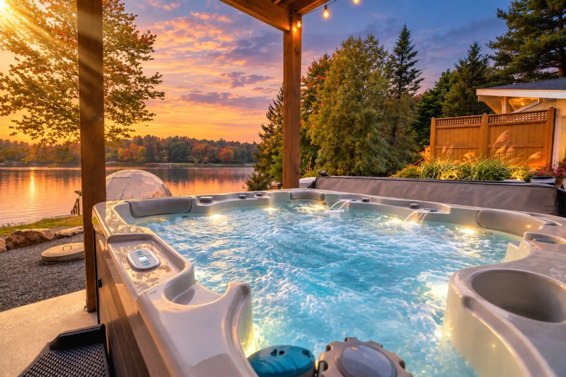 Sunset Lakeside Hot Tub Retreat