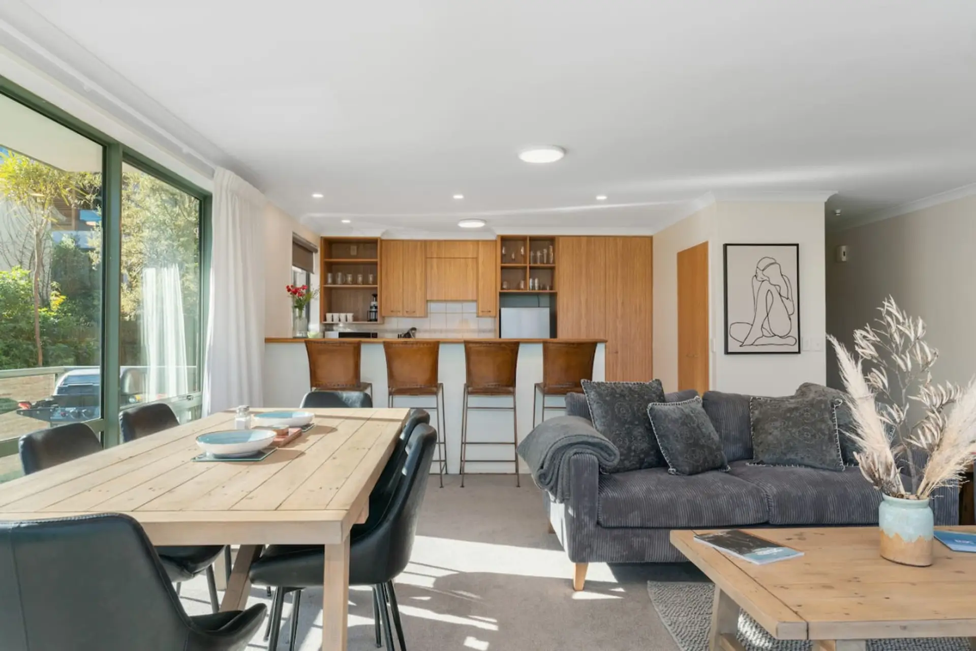 Open plan kitchen, dining and living area