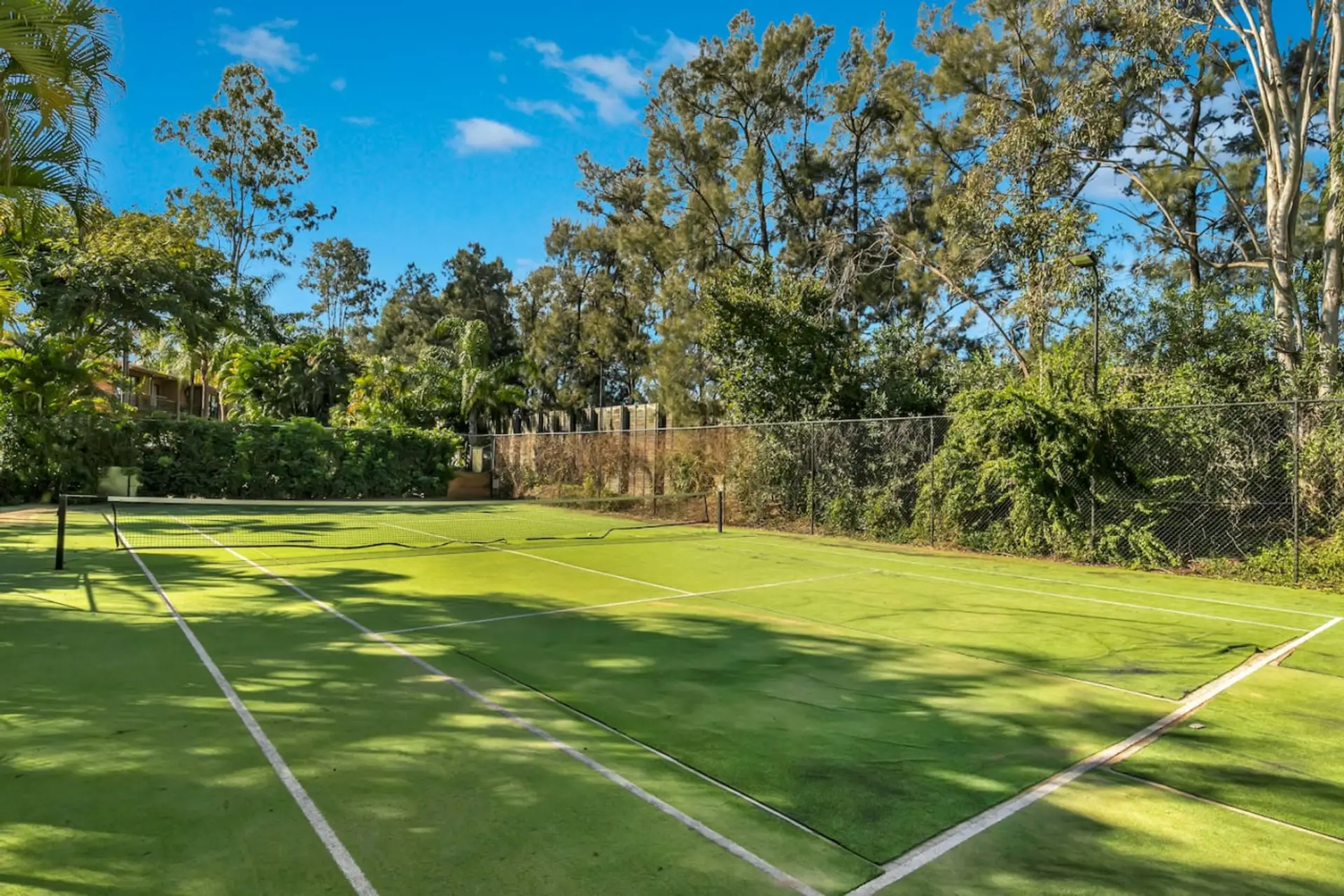 Tennis field to get some sweat out.