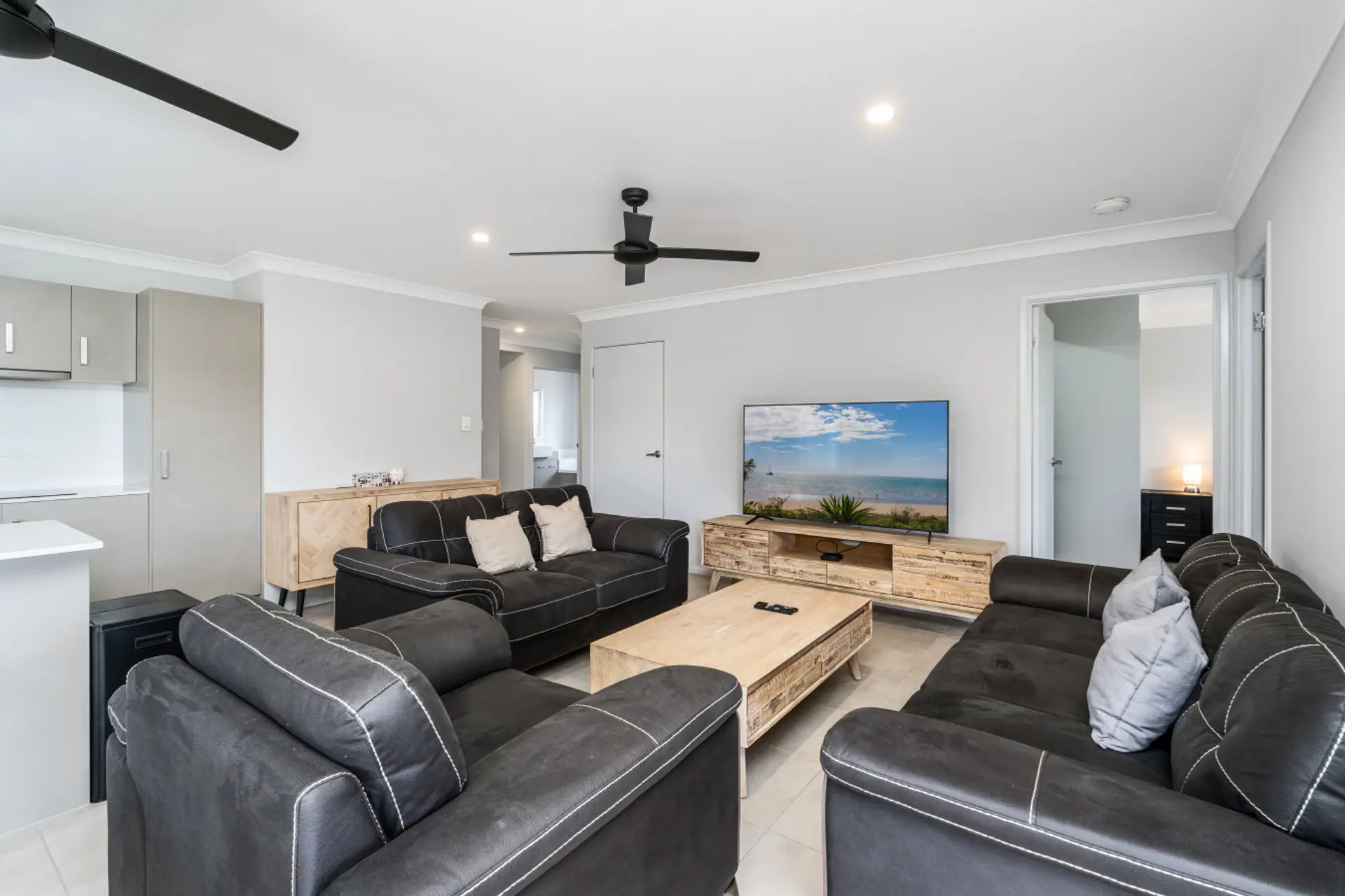 Enjoy open-plan living with modern furnishings
