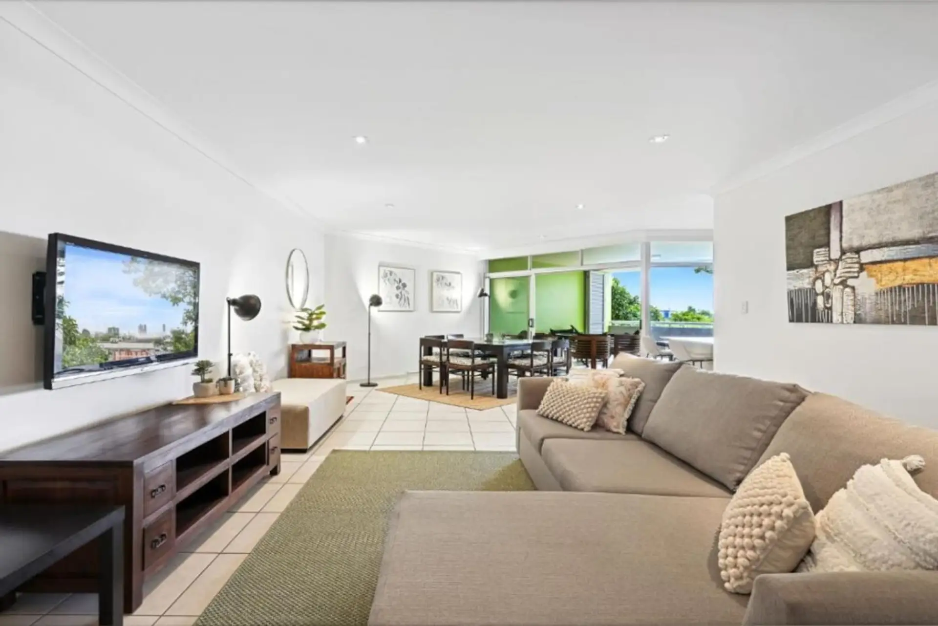 A bright, open living space perfect for relaxing after a day of strolling.