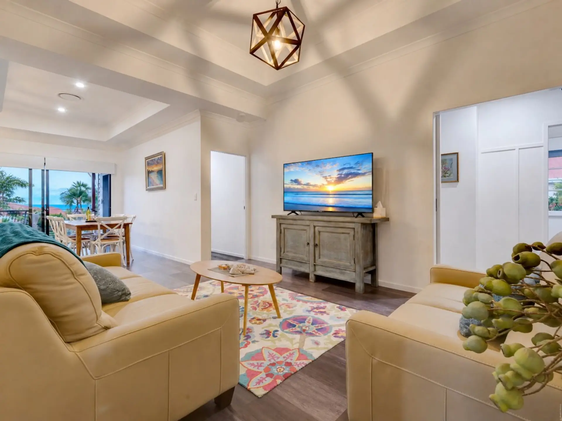 Smart TV ready for you to chill and watch a movie after a day on the water.