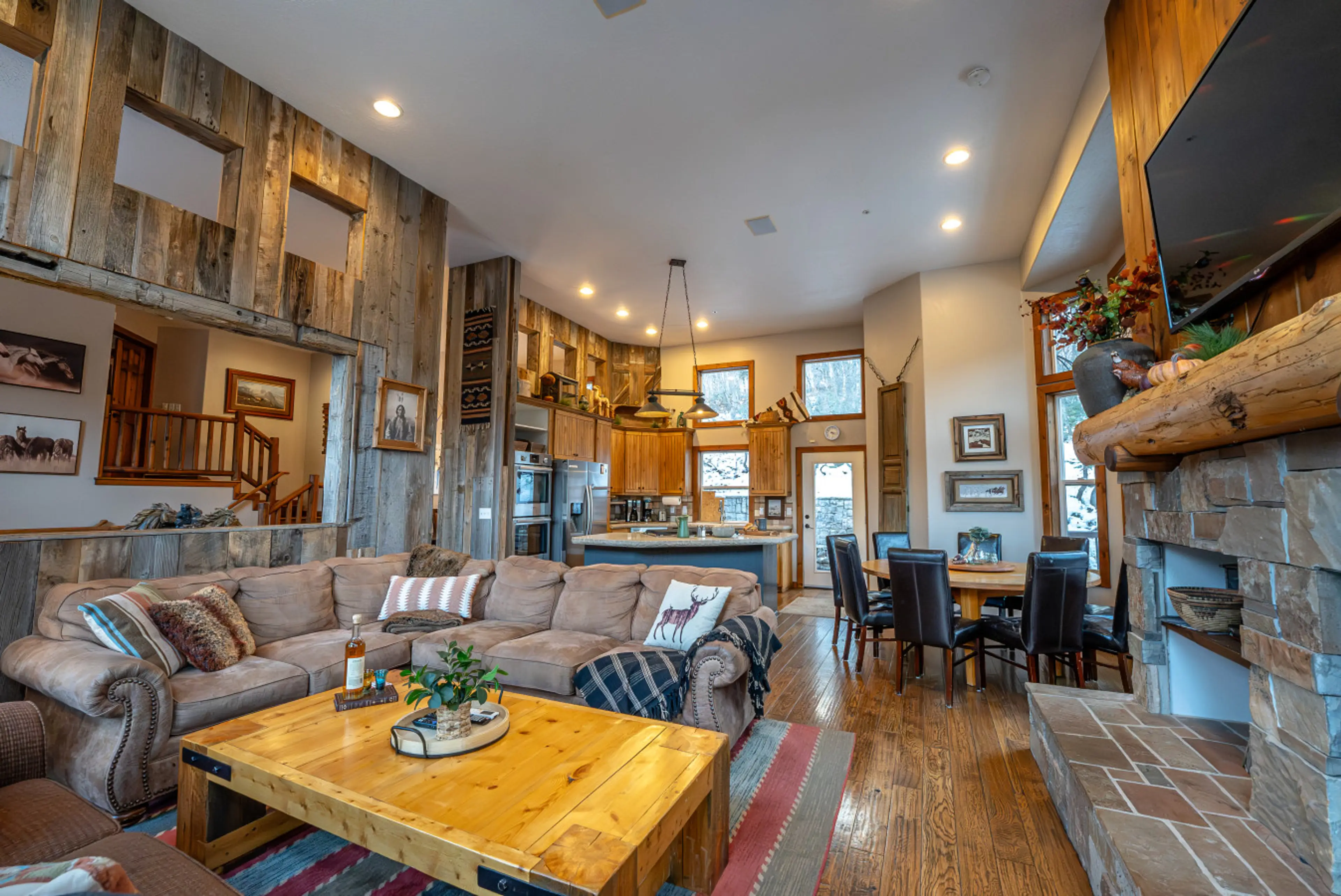 Welcoming living room with gas fireplace