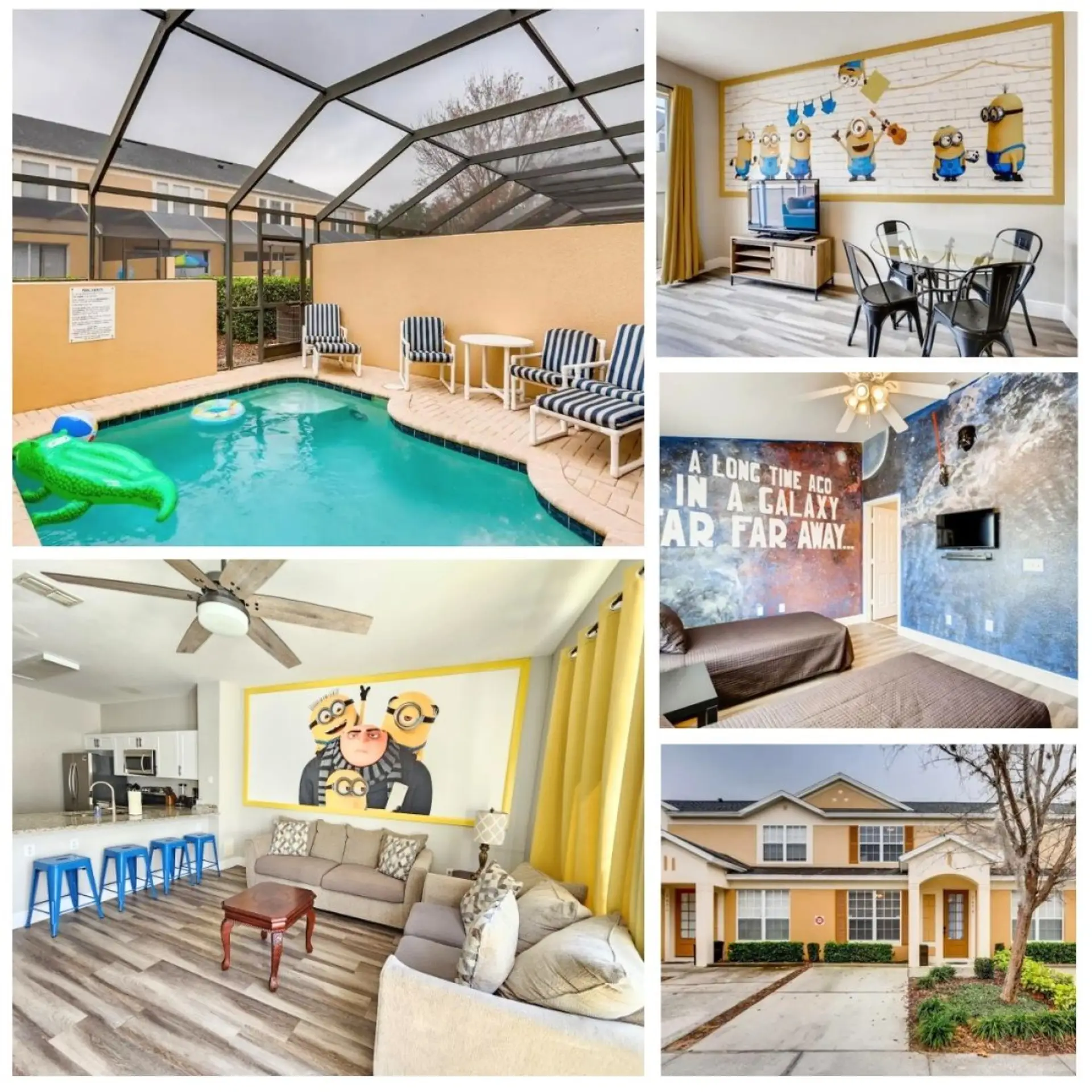 Don't let the fun end at the parks!  Super fun home for you and your kids to enjoy!