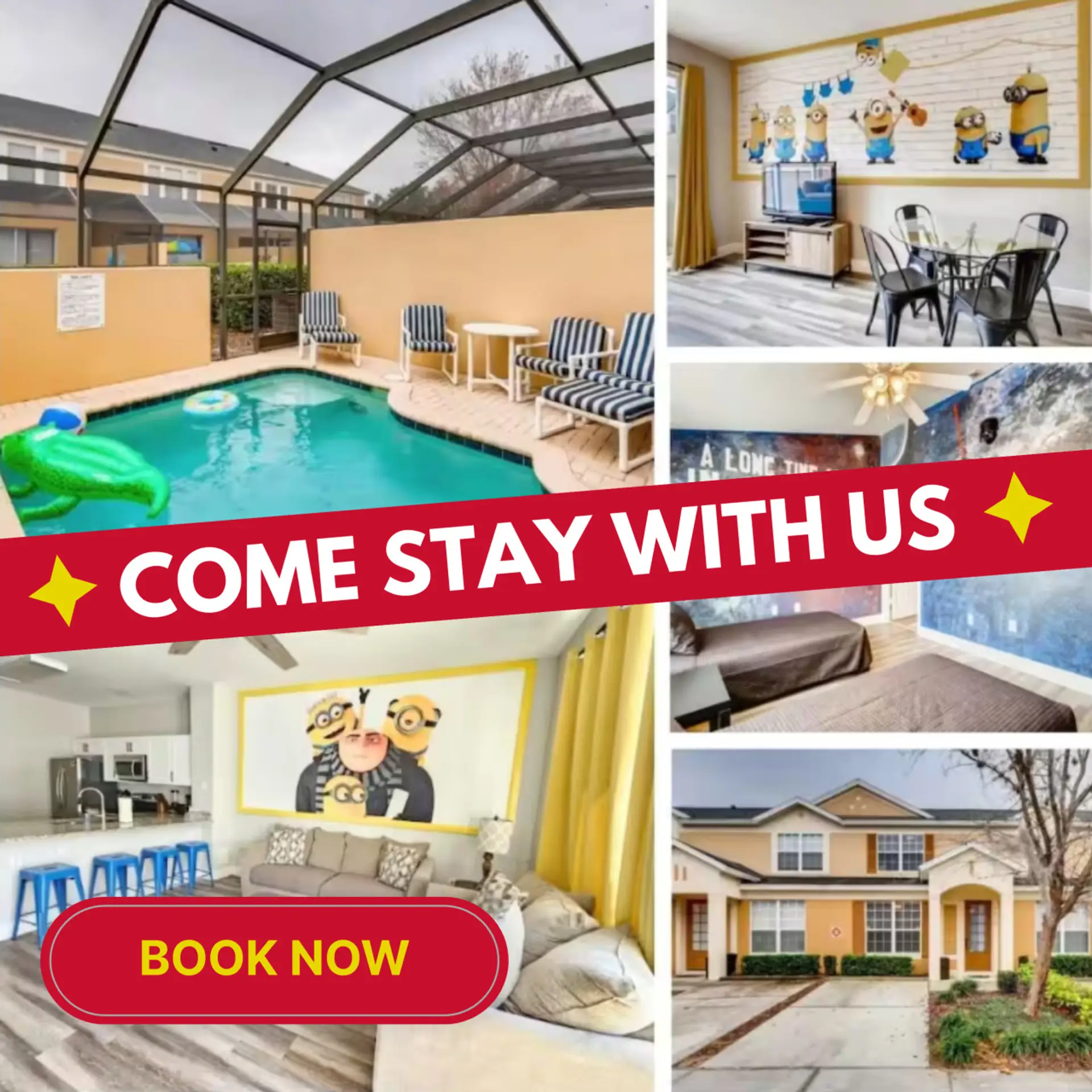 Don't let the fun end at the parks!  Super fun home for you and your kids to enjoy!