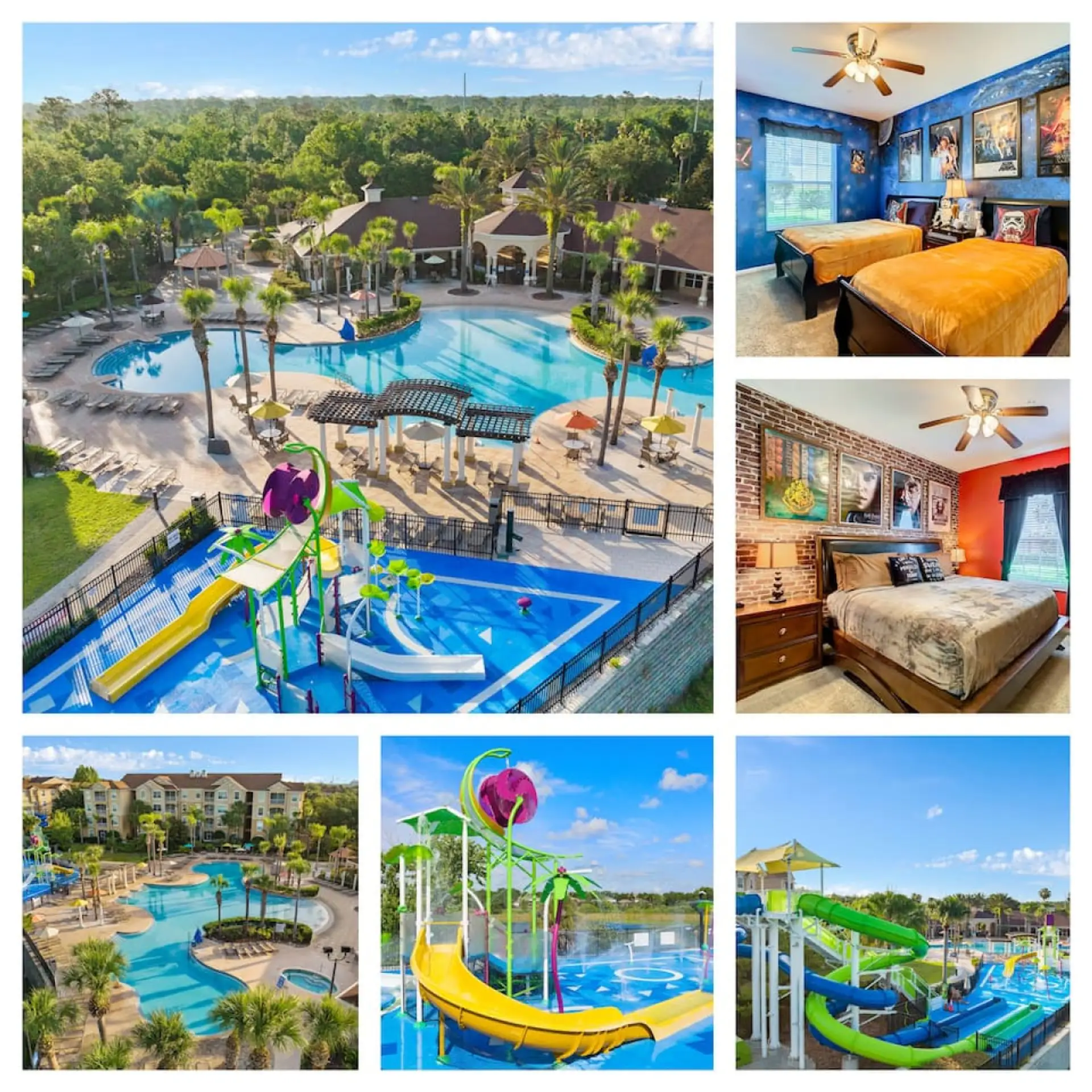 Experience fun-themed bedrooms, your own private pool, and full access to incredible resort amenities—perfect for unforgettable family moments and total relaxation!