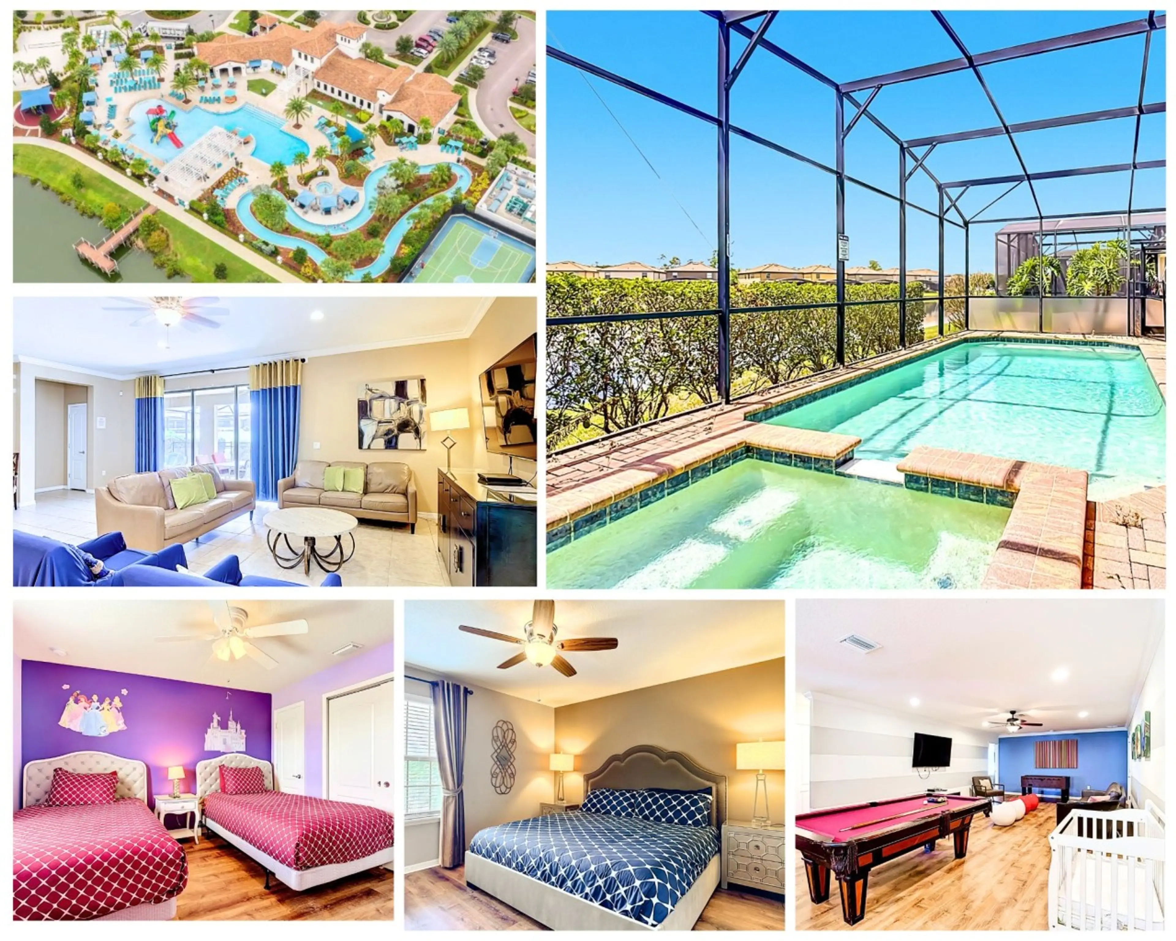 Bright and inviting living area with direct access to your private screened pool and spa.