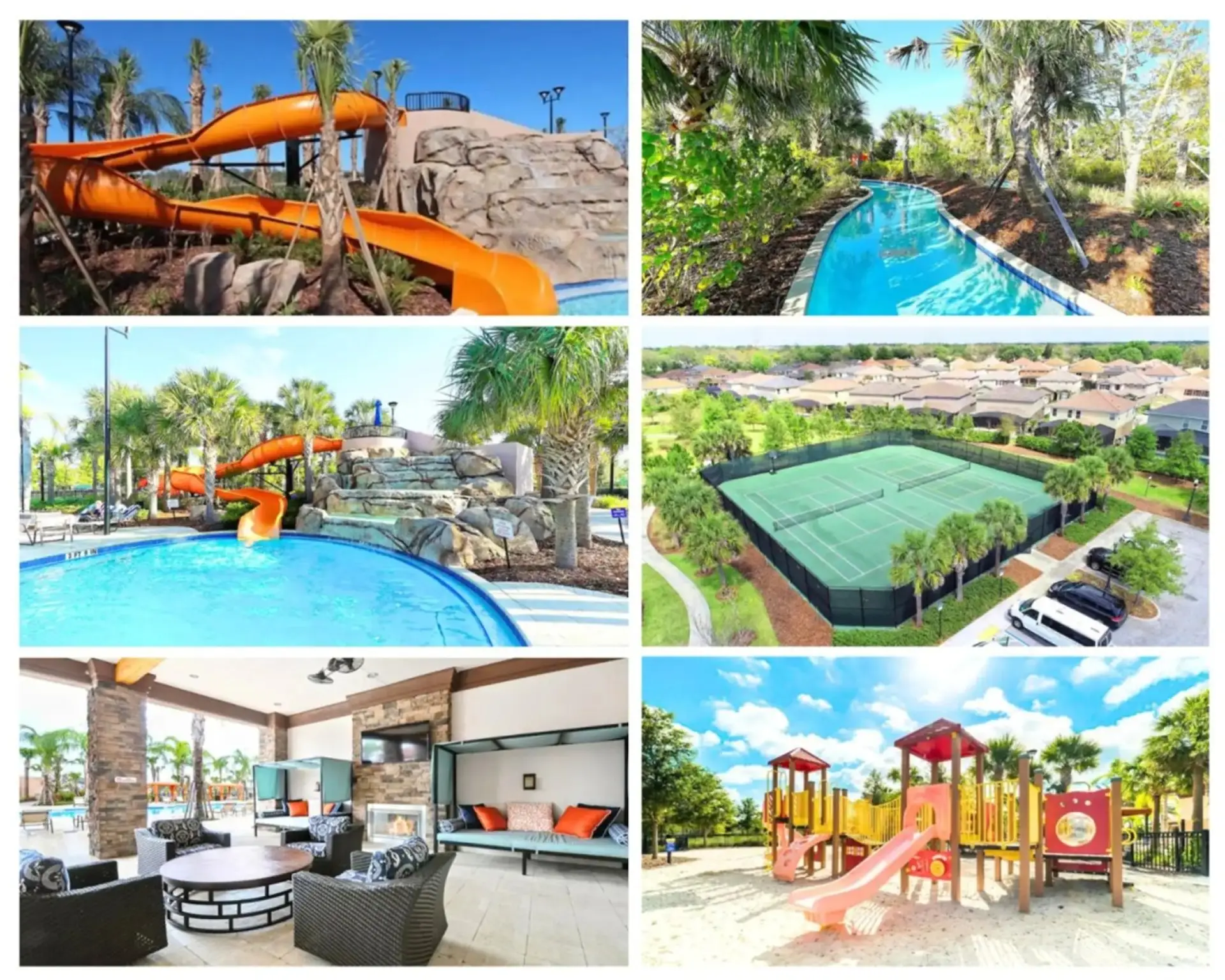 Enjoy the resort! Take a dip in the pool, race down the slide, or play a match on the tennis courts—fun for the whole family.