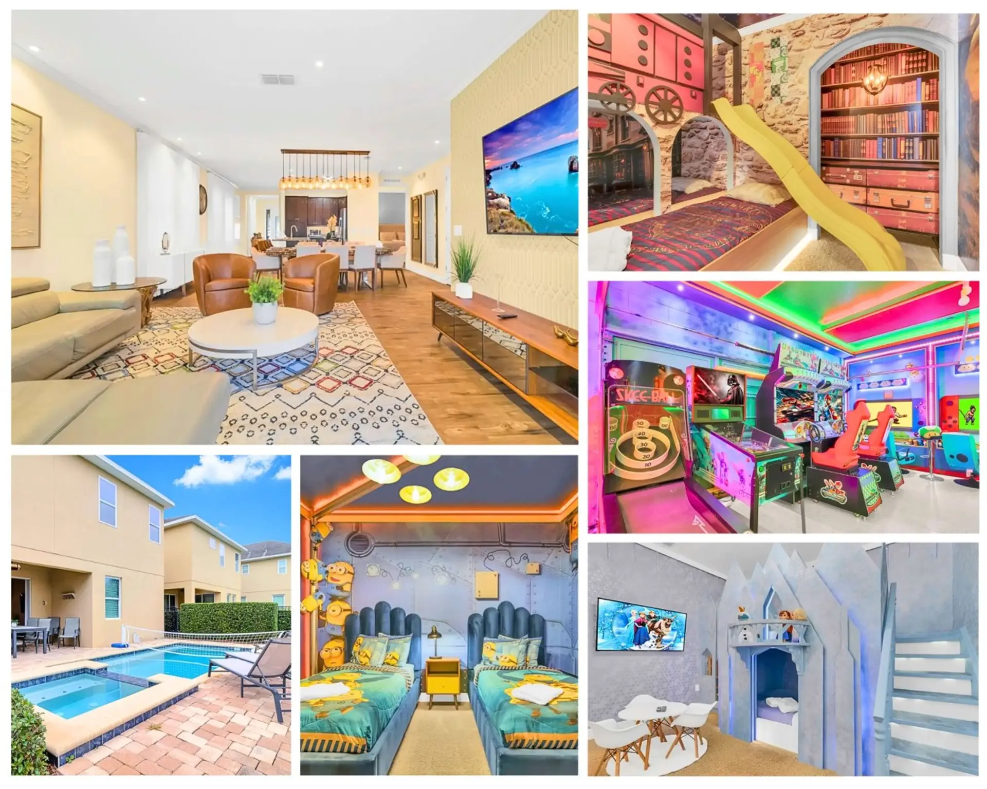 Spacious retreat with a private pool, stylish living spaces, and fun-filled entertainment for the whole family.