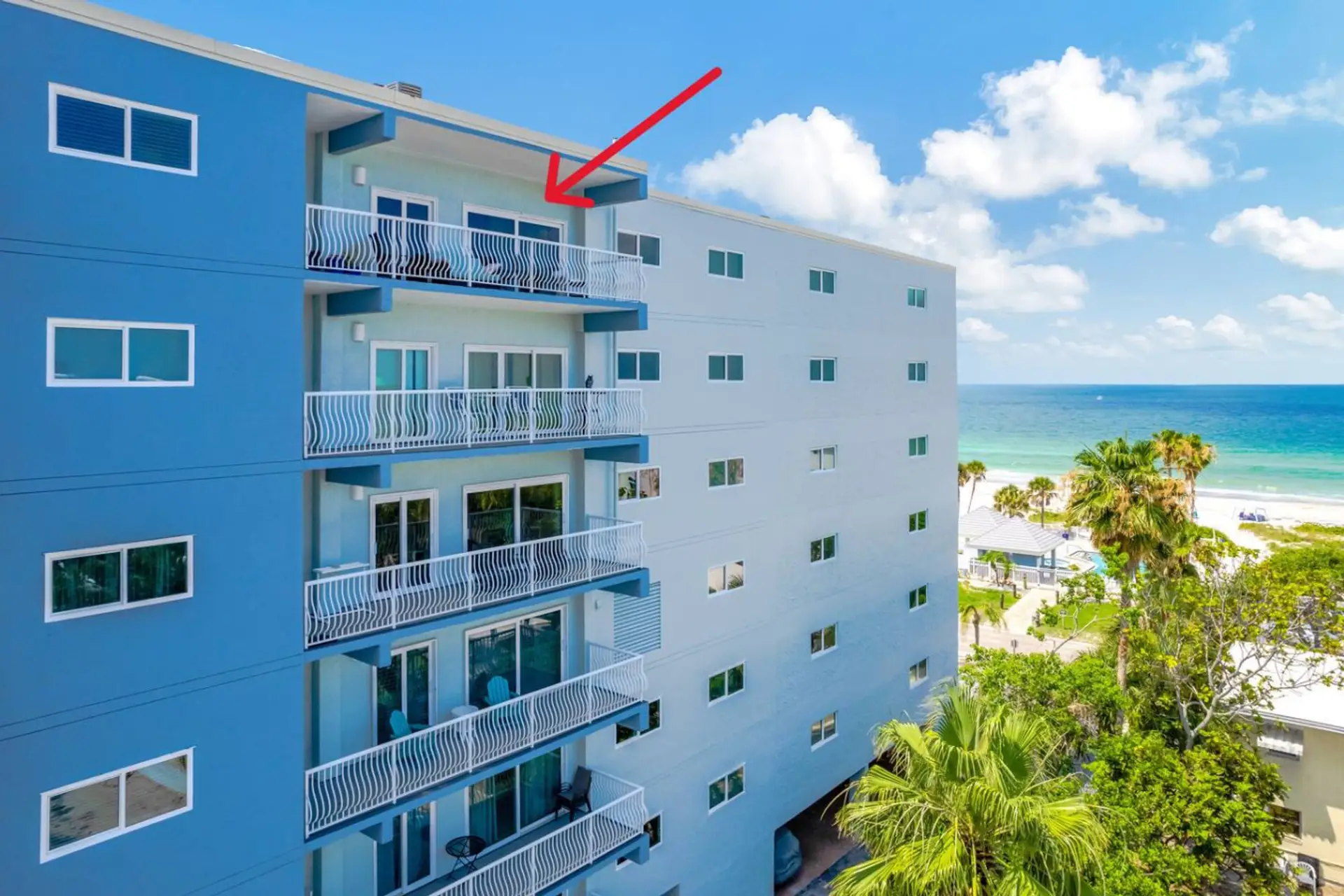 Top Floor Beach View unit with balcony.