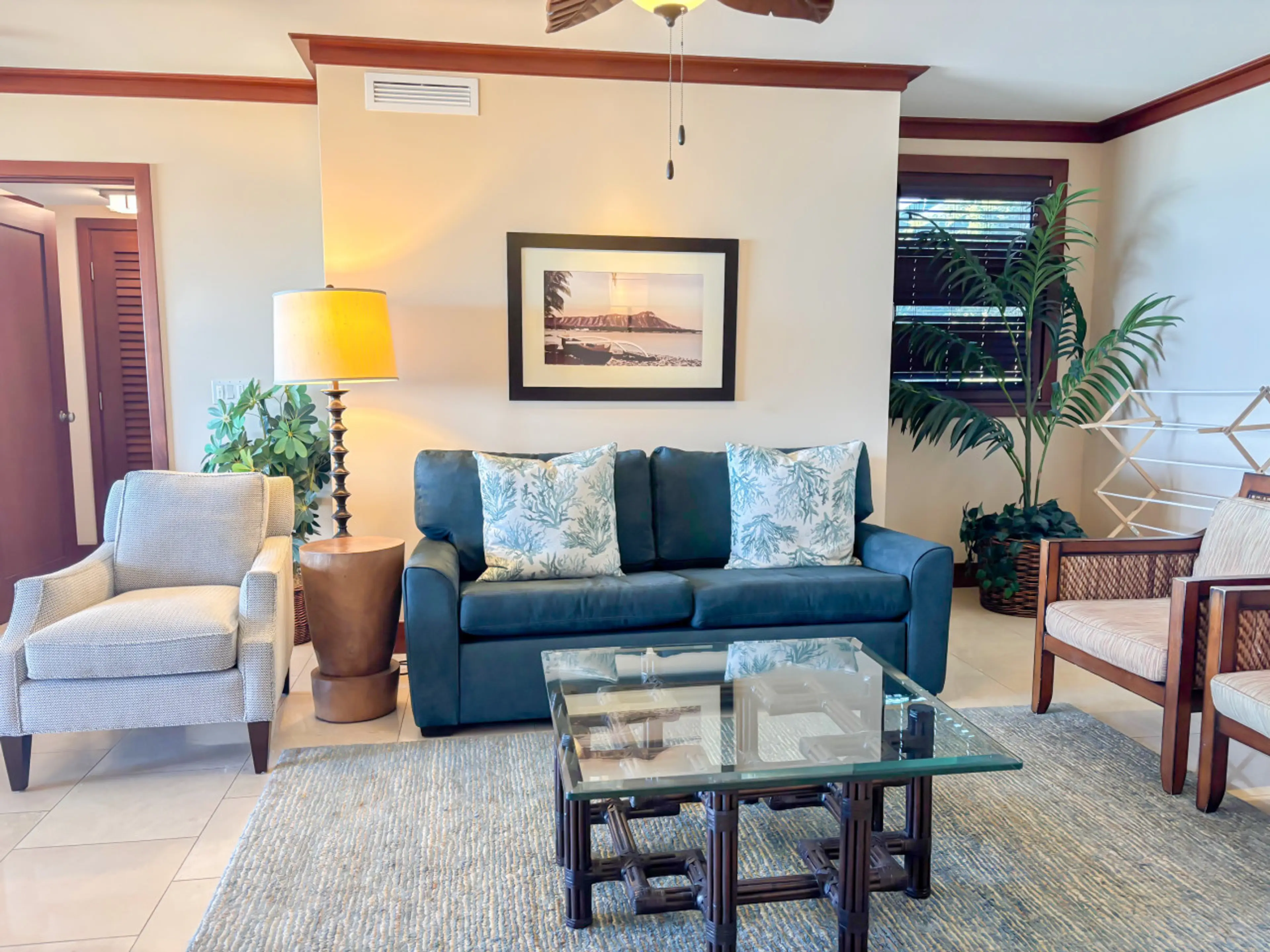 Living area with sofa and coffee table